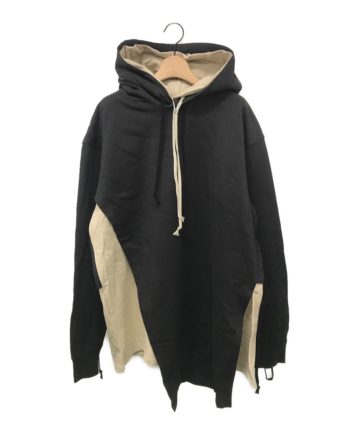 中古・古着通販】ANEI (アーネイ) OVERLAY HOODIE 2-TONE ブラック