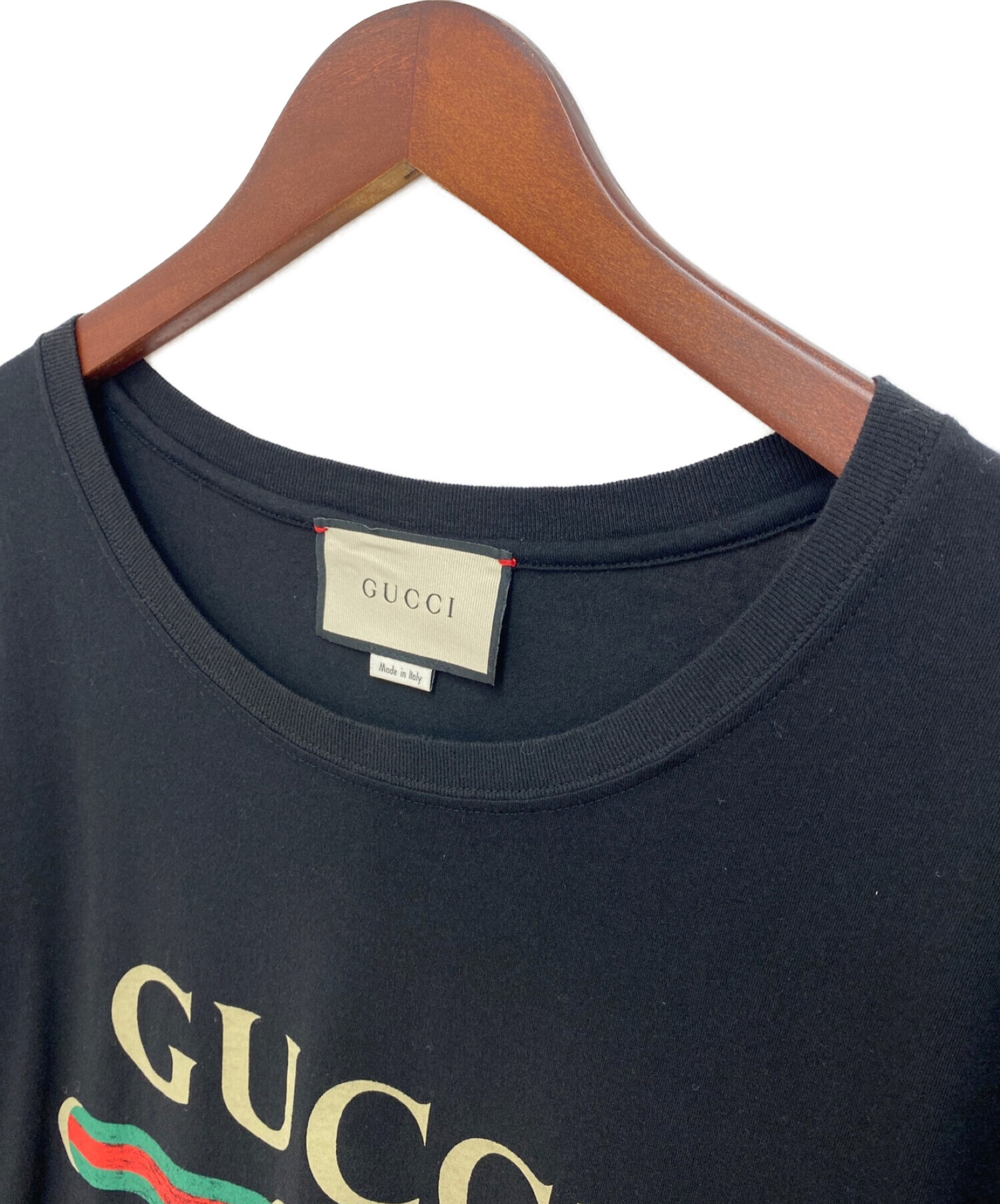 中古・古着通販】GUCCI (グッチ) ロゴウォッシュドTシャツ ブラック 