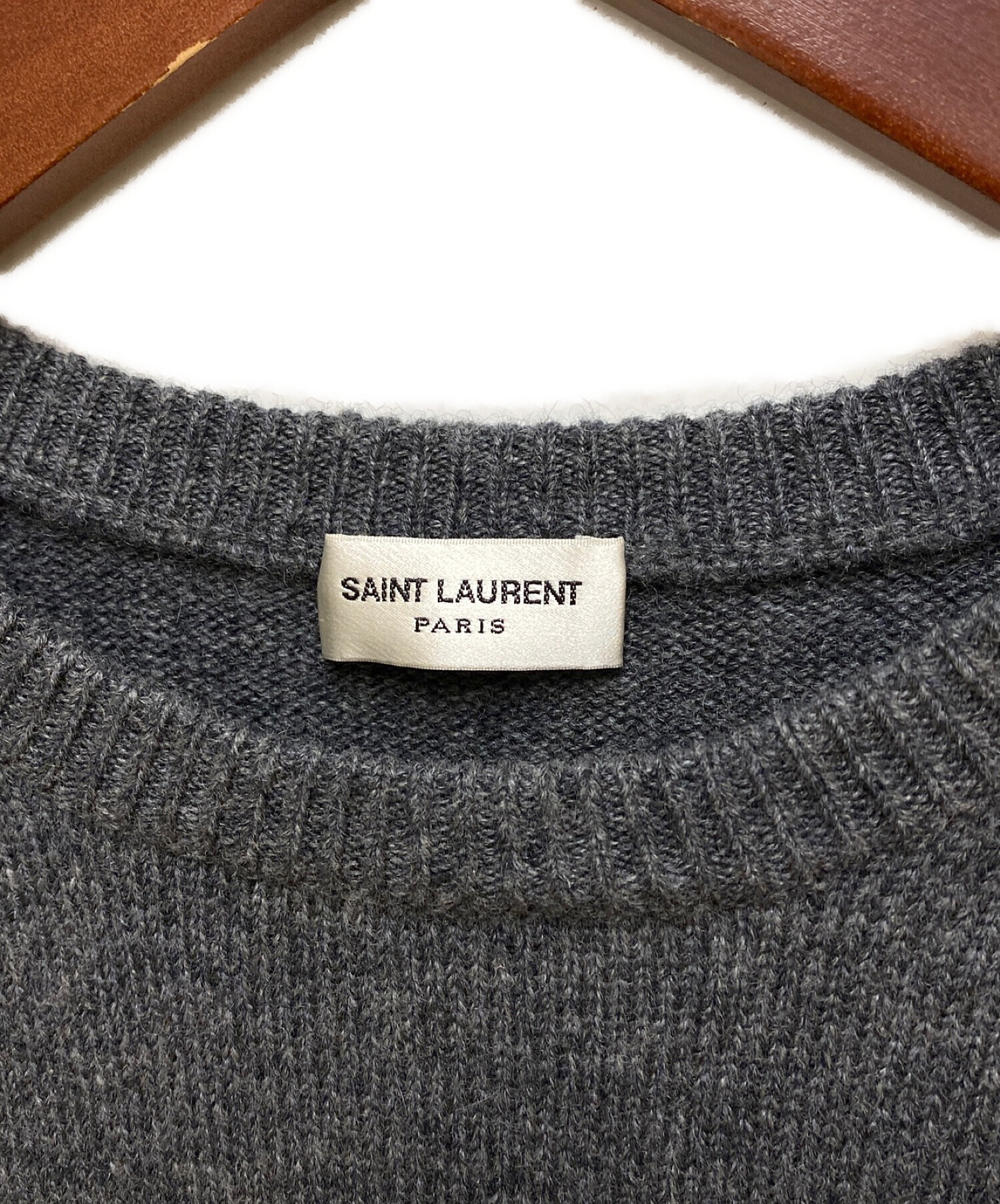 Saint Laurent Paris (サンローランパリ) カシミヤボーダーニット グレー×ブラック サイズ:M