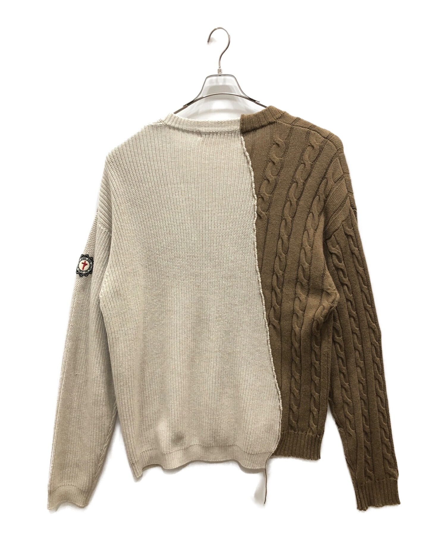 STUDIO SEVEN (スタジオ セブン) Docking Knit Pastel Color Cardigan ブラウン×アイボリー サイズ:L