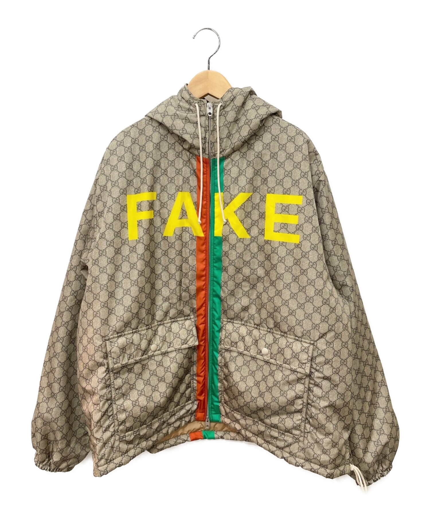 GUCCI (グッチ) Fake/Not Print GG Nylon Jacket ベージュ サイズ:50