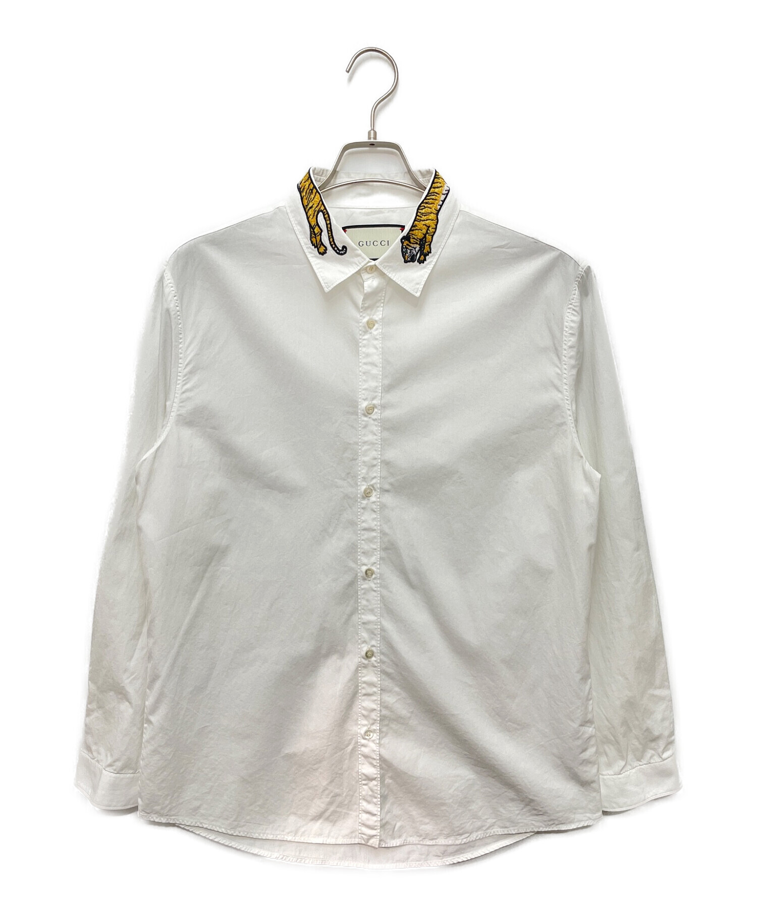 GUCCI (グッチ) DUKEタイガー刺繍シャツ ホワイト サイズ:42