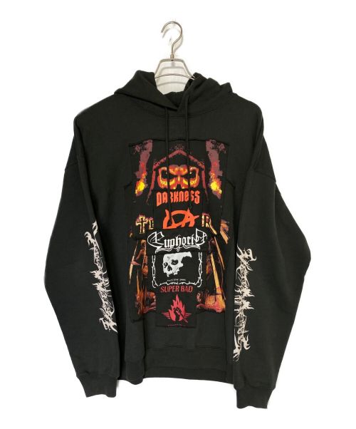 METAL PATCHED HOODIE Vネック フーディ