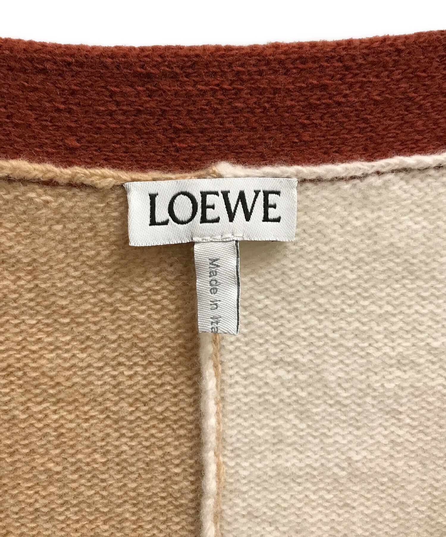 LOEWE (ロエベ) アナグラムカーディガン アイボリー×ブラウン サイズ:S