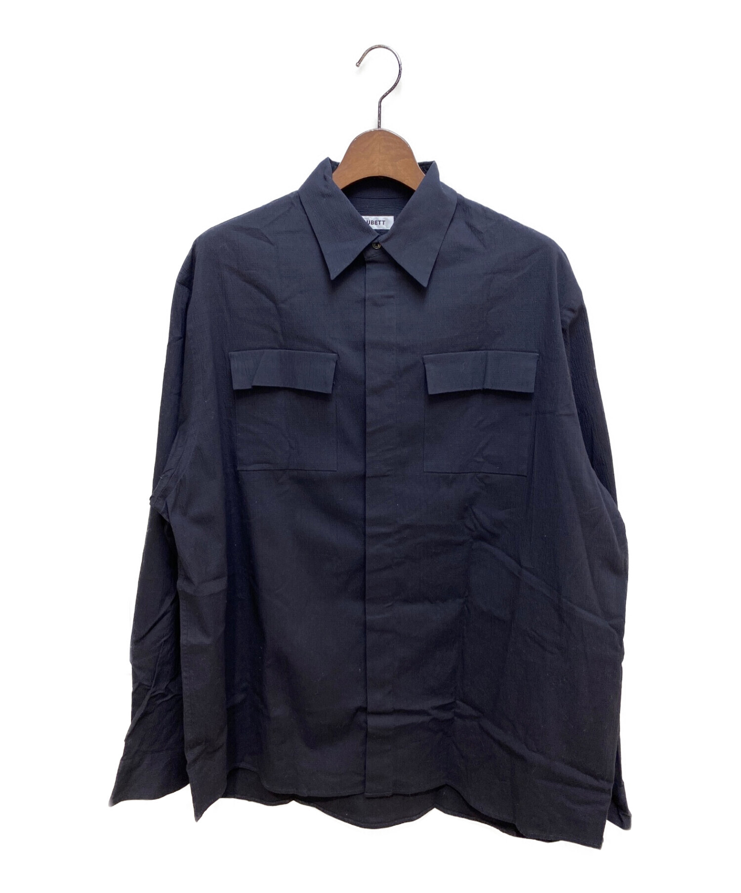 AUBETT (オーベット) 21SS クレープクロス フラップポケット オーバーサイズシャツ ネイビー サイズ:M