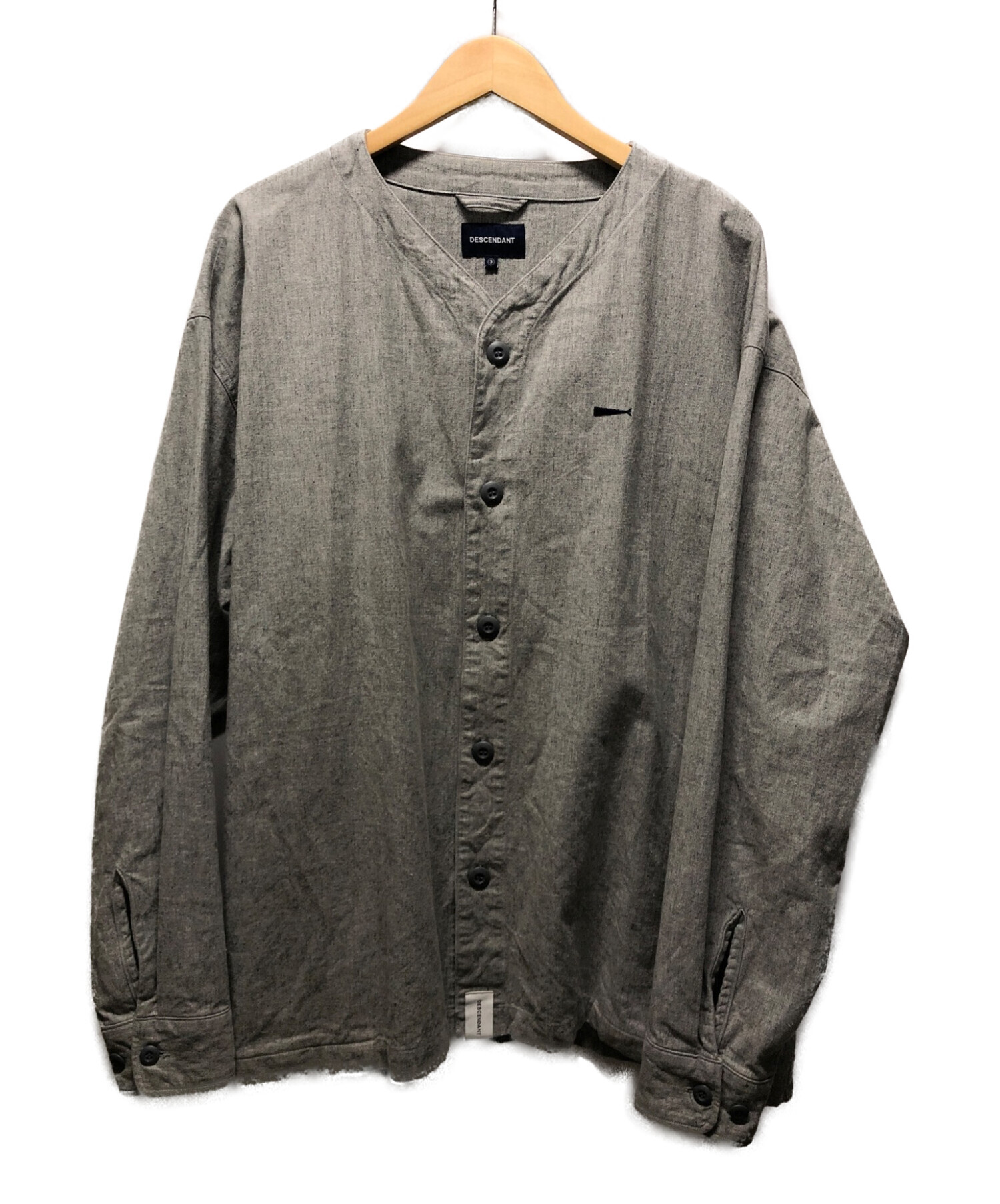 DESCENDANT (ディセンダント) ROBE CARDIGAN LS SHIRT グレー サイズ:3