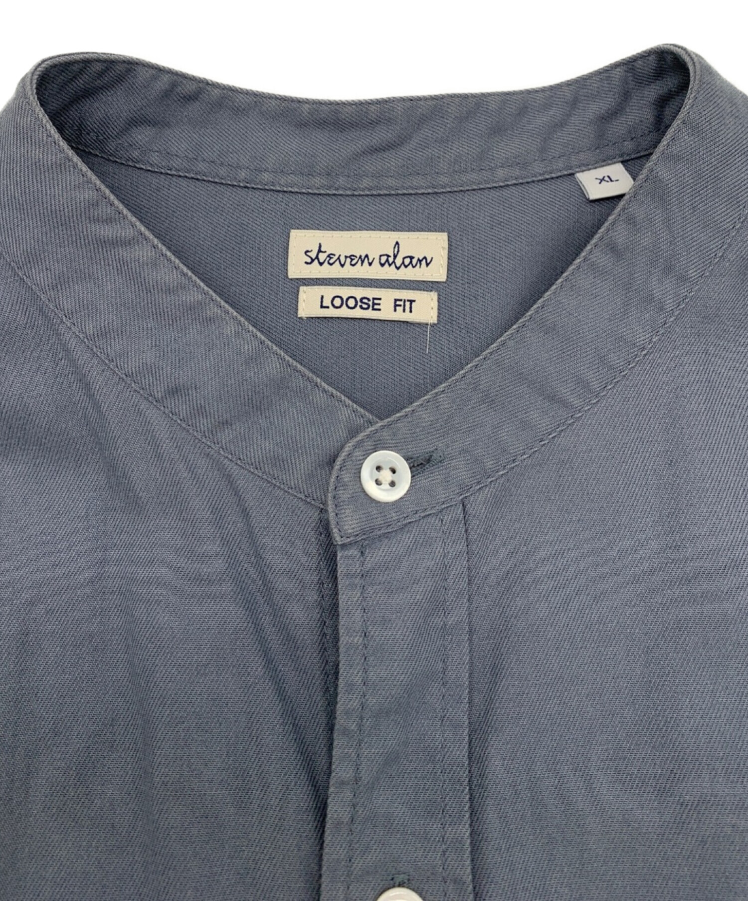 STEVEN ALAN (スティーブンアラン) ノーカラーシャツ ブルー サイズ:XL