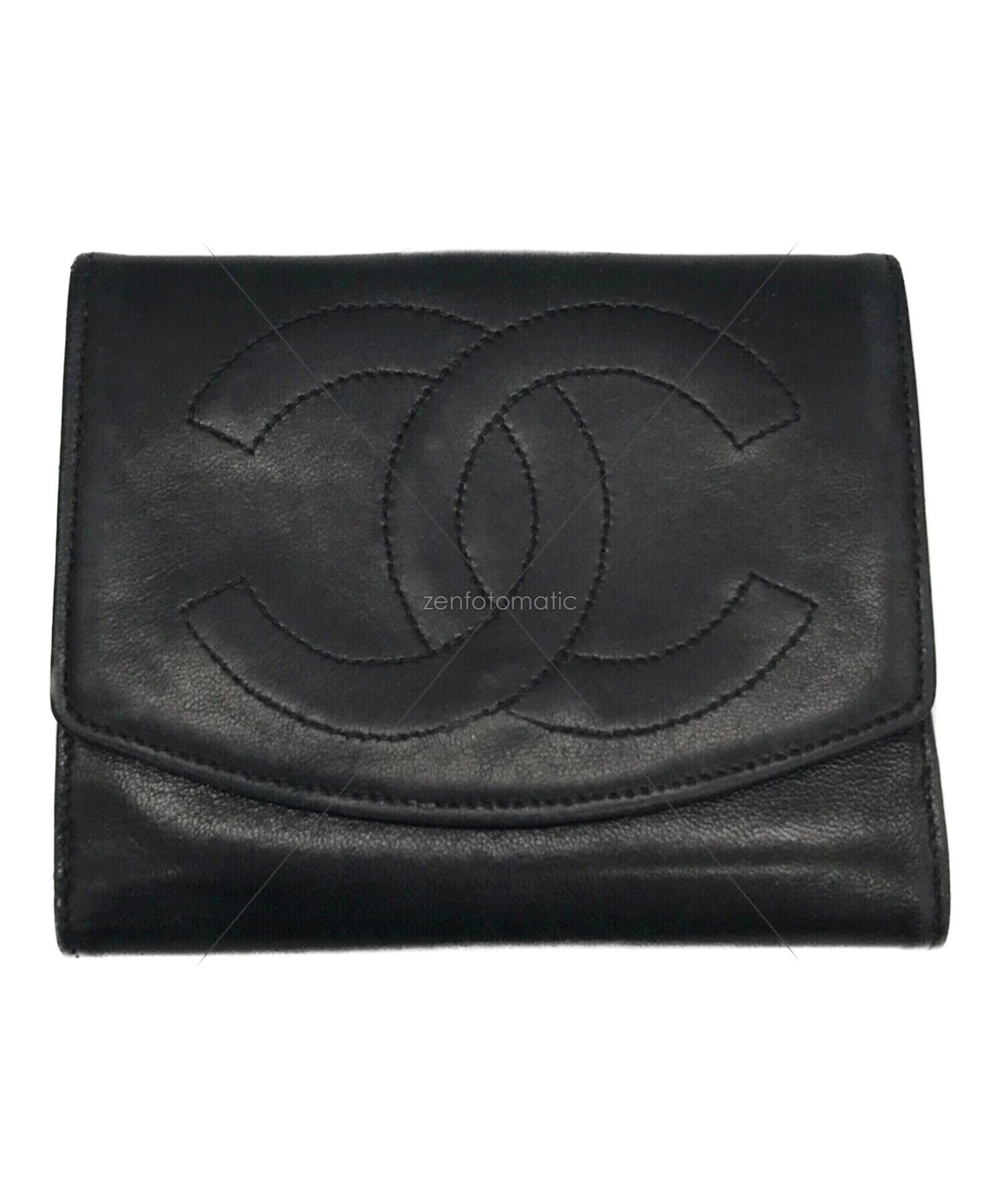 中古・古着通販】CHANEL (シャネル) Wホック2つ折り財布 ブラック