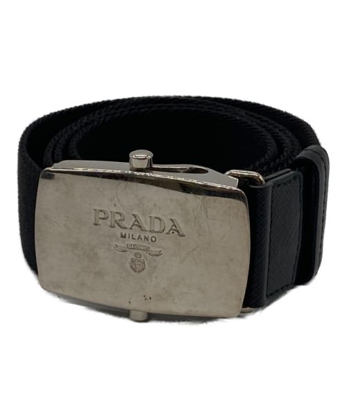 中古・古着通販】PRADA (プラダ) ロゴバックルガチャベルト ブラック