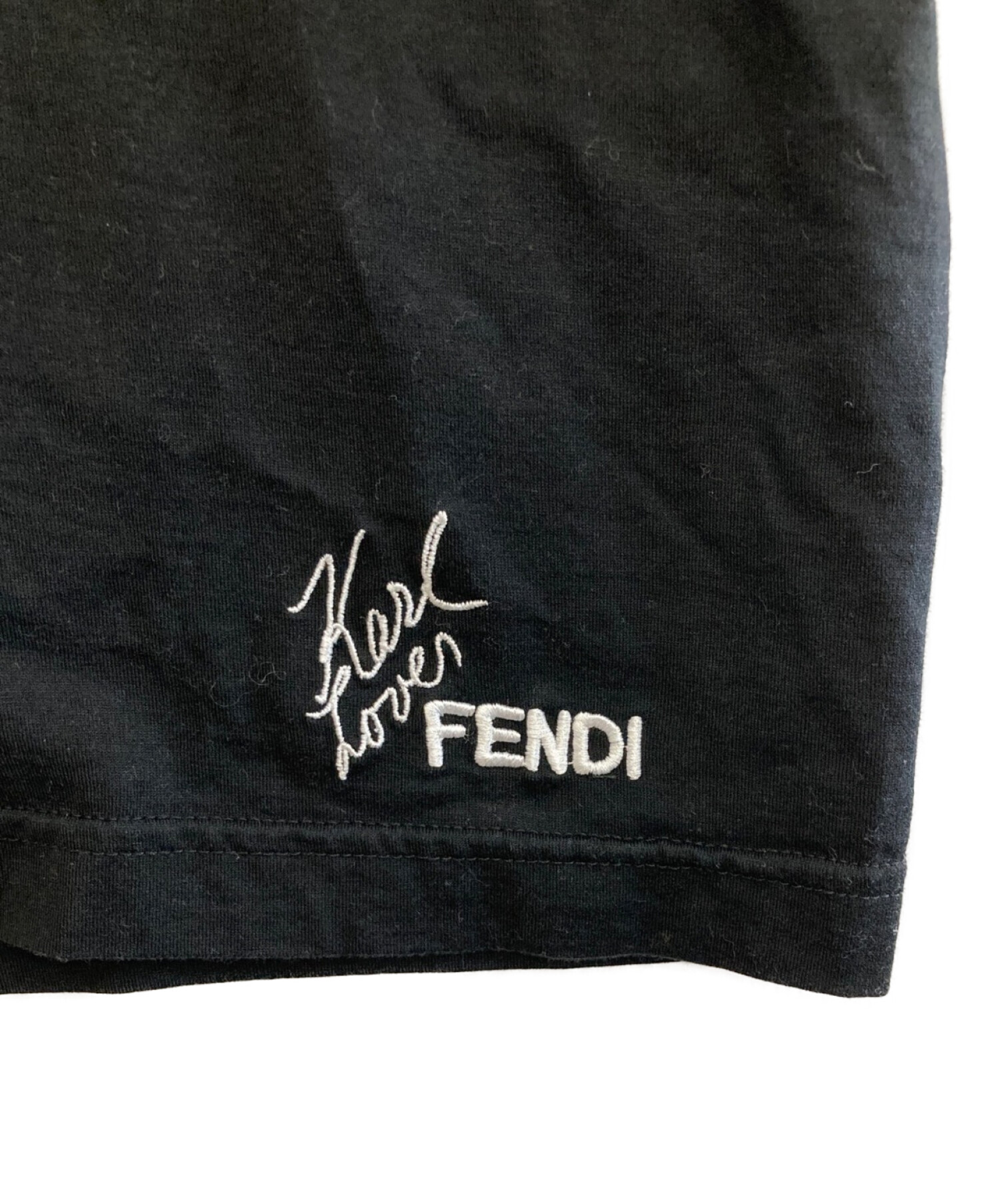 中古・古着通販】FENDI (フェンディ) ビジューカリートロゴ刺繍Tシャツ