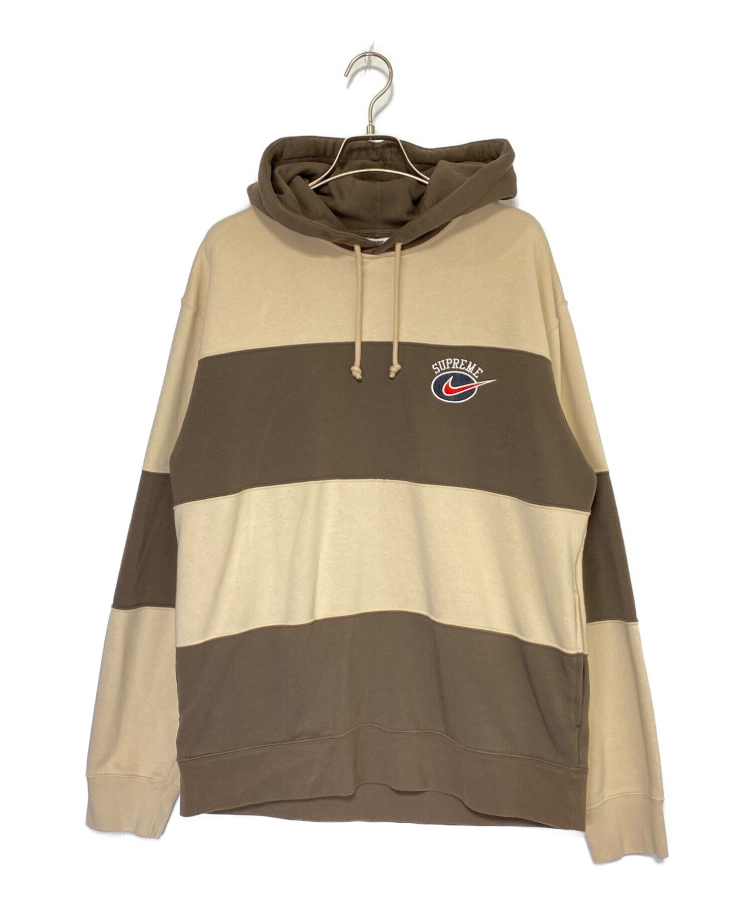 SUPREME (シュプリーム) Stripe Hooded Sweatshirt ベージュ×ブラウン サイズ:M