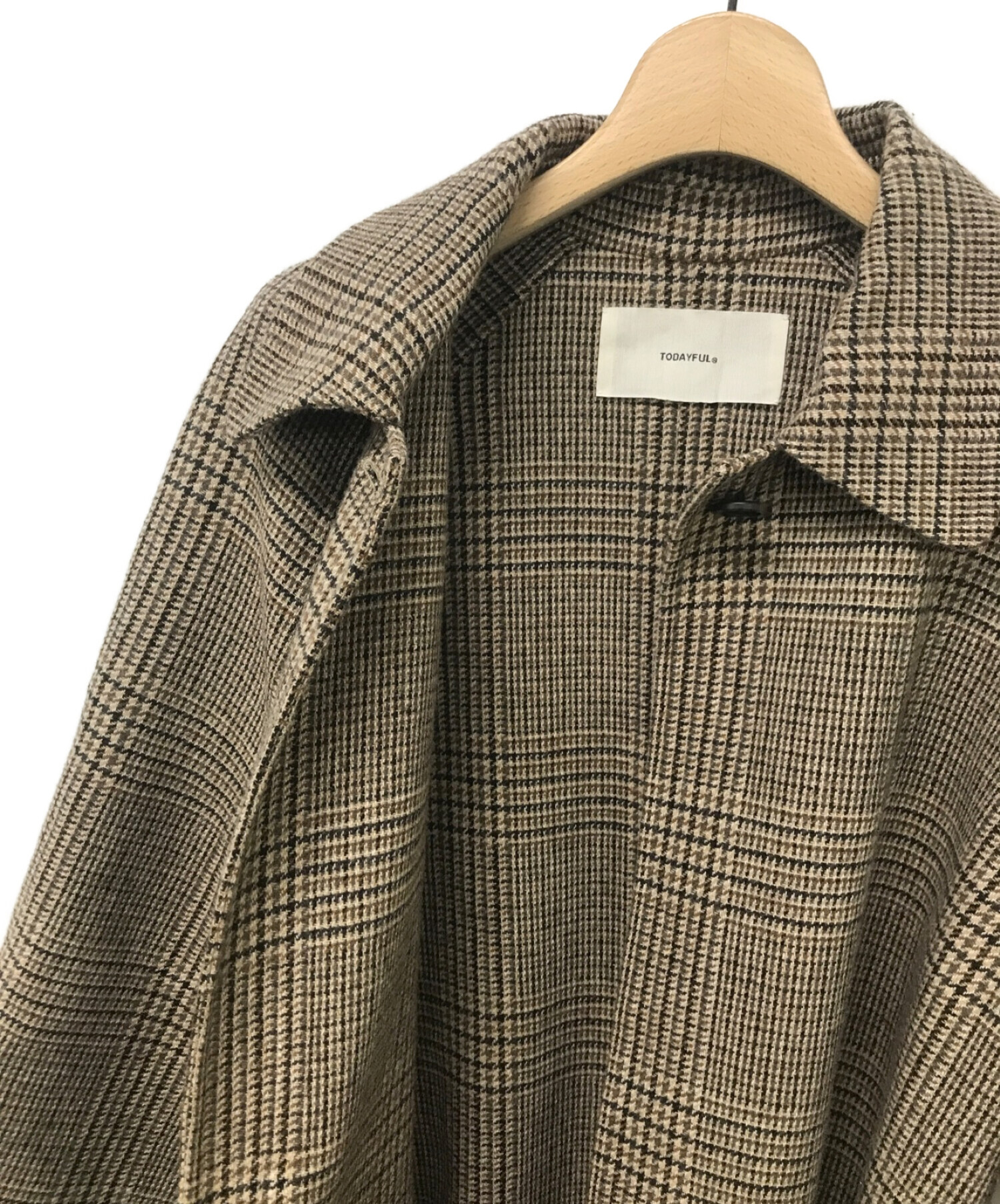 TODAYFUL (トゥデイフル) Soutiencollar Check Coat ブラウン サイズ:38 未使用品