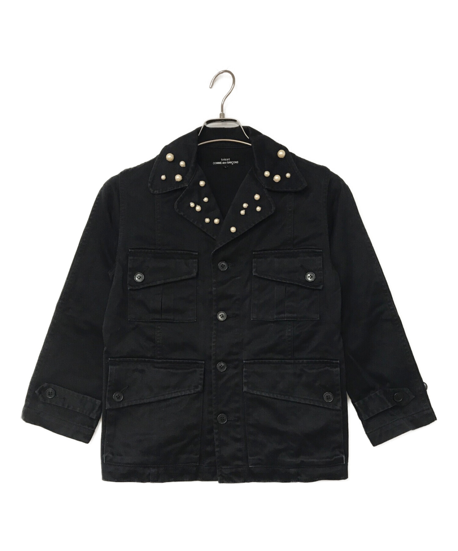 tricot COMME des GARCONS (トリココムデギャルソン) パール装飾ジャケット ブラック サイズ:S