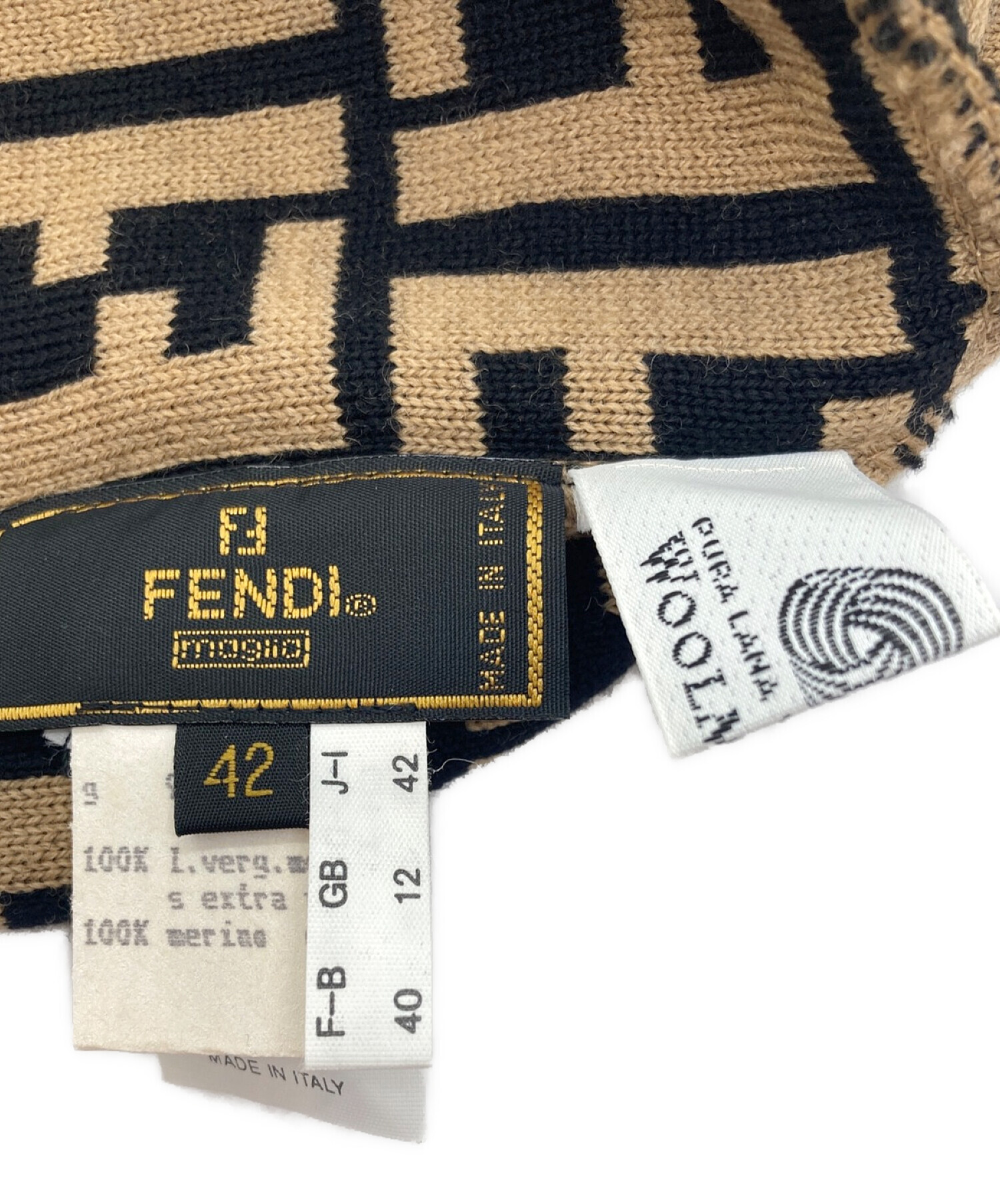 FENDI (フェンディ) ニットキャップ ベージュ サイズ:42