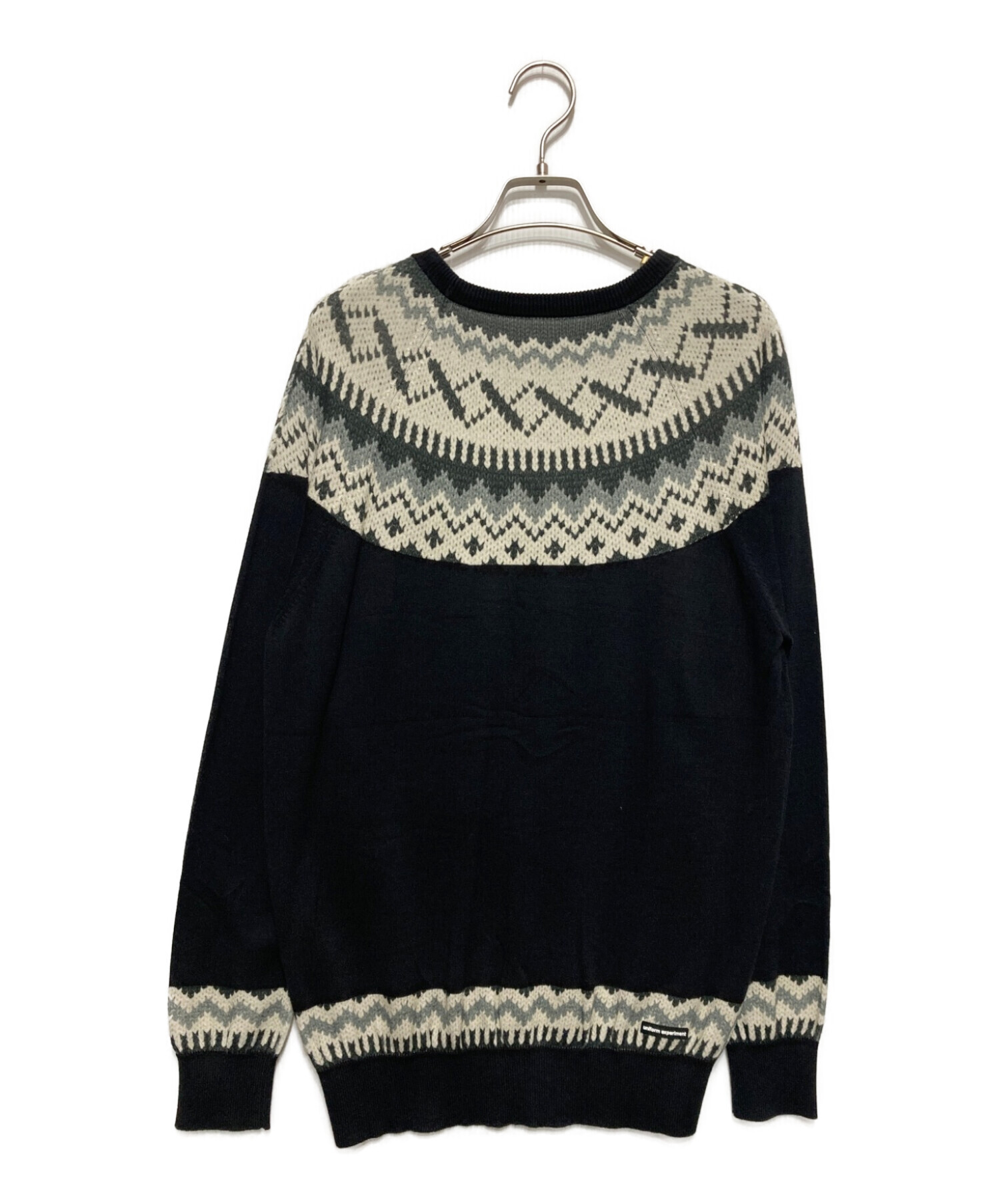 uniform experiment (ユニフォームエクスペリメント) NORDIC PRINT CREW NECK KNIT ブラック  サイズ:SIZE2