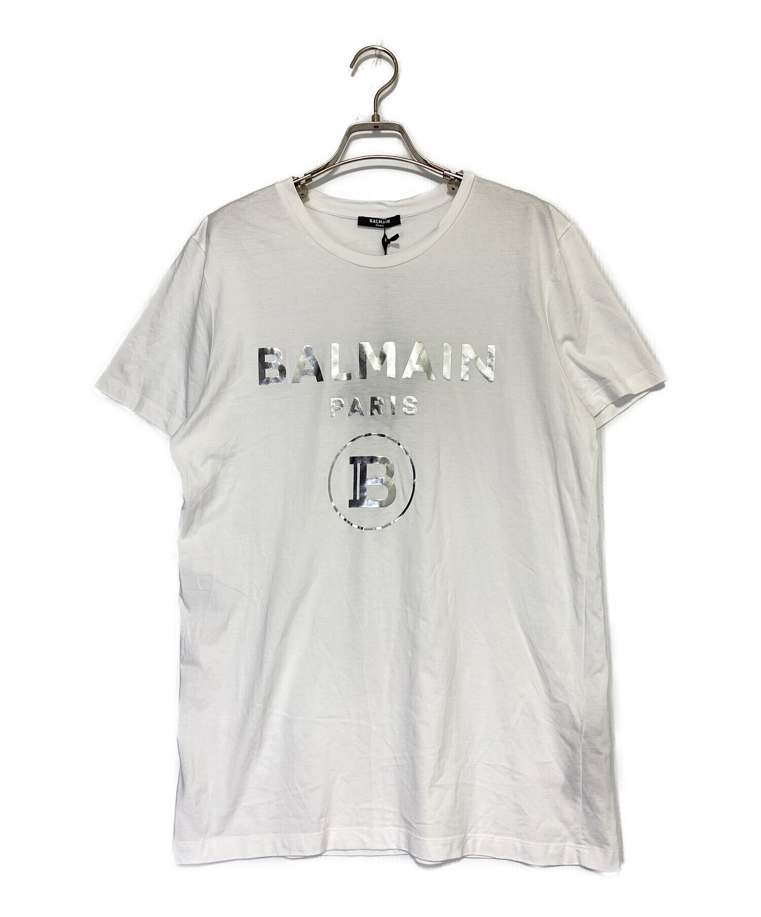 BALMAIN (バルマン) メタリックロゴTシャツ ホワイト サイズ:L