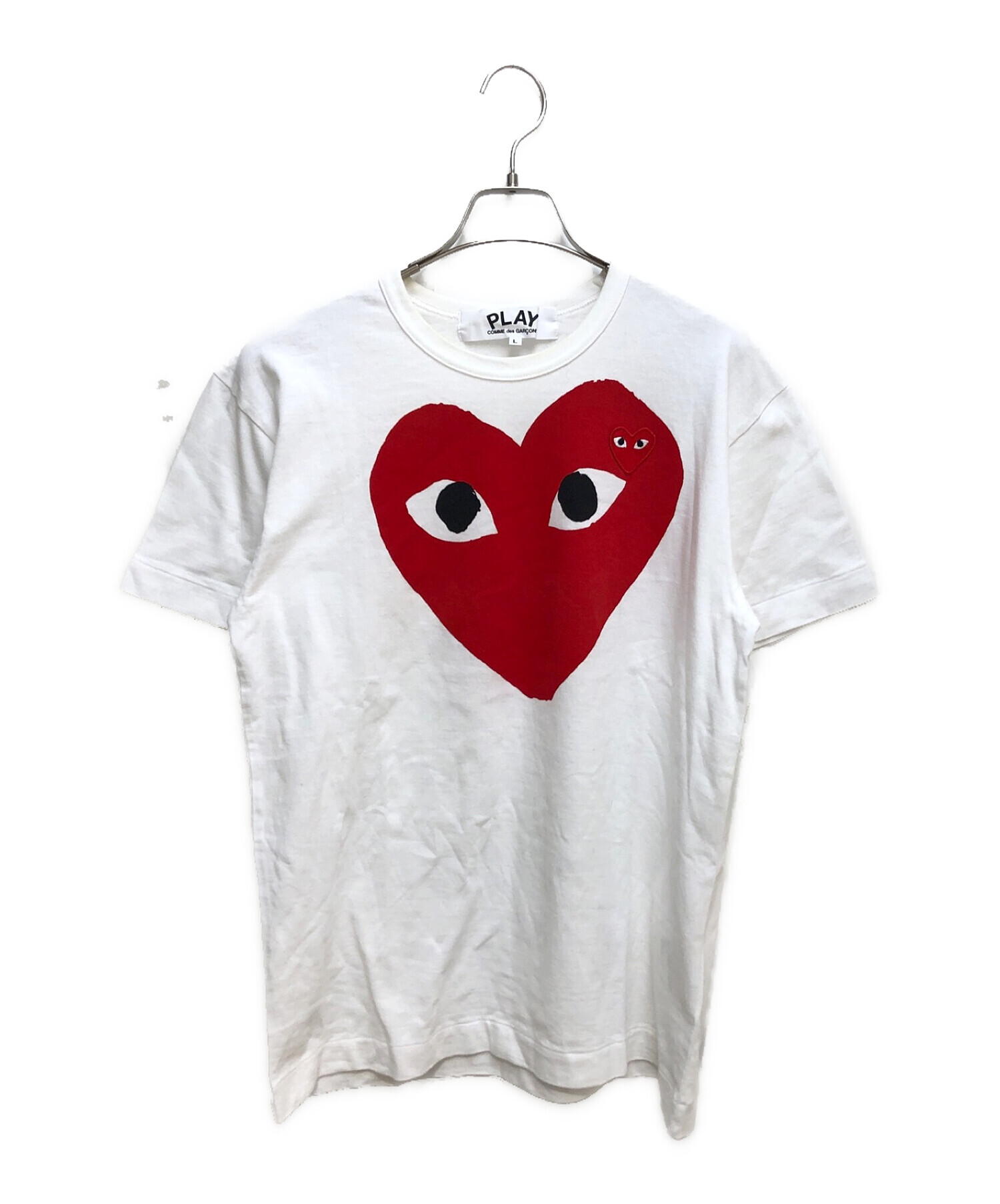 PLAY COMME des GARCONS (プレイ コムデギャルソン) ハートロゴTシャツ ホワイト サイズ:L