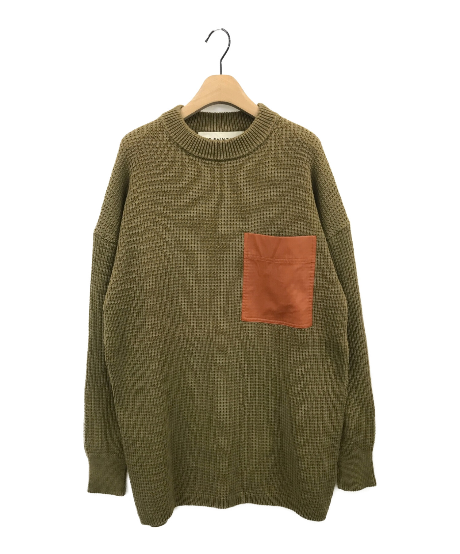 THE SHINZONE (シンゾーン) LEATHER POCKET PULLOVER オリーブ サイズ:F