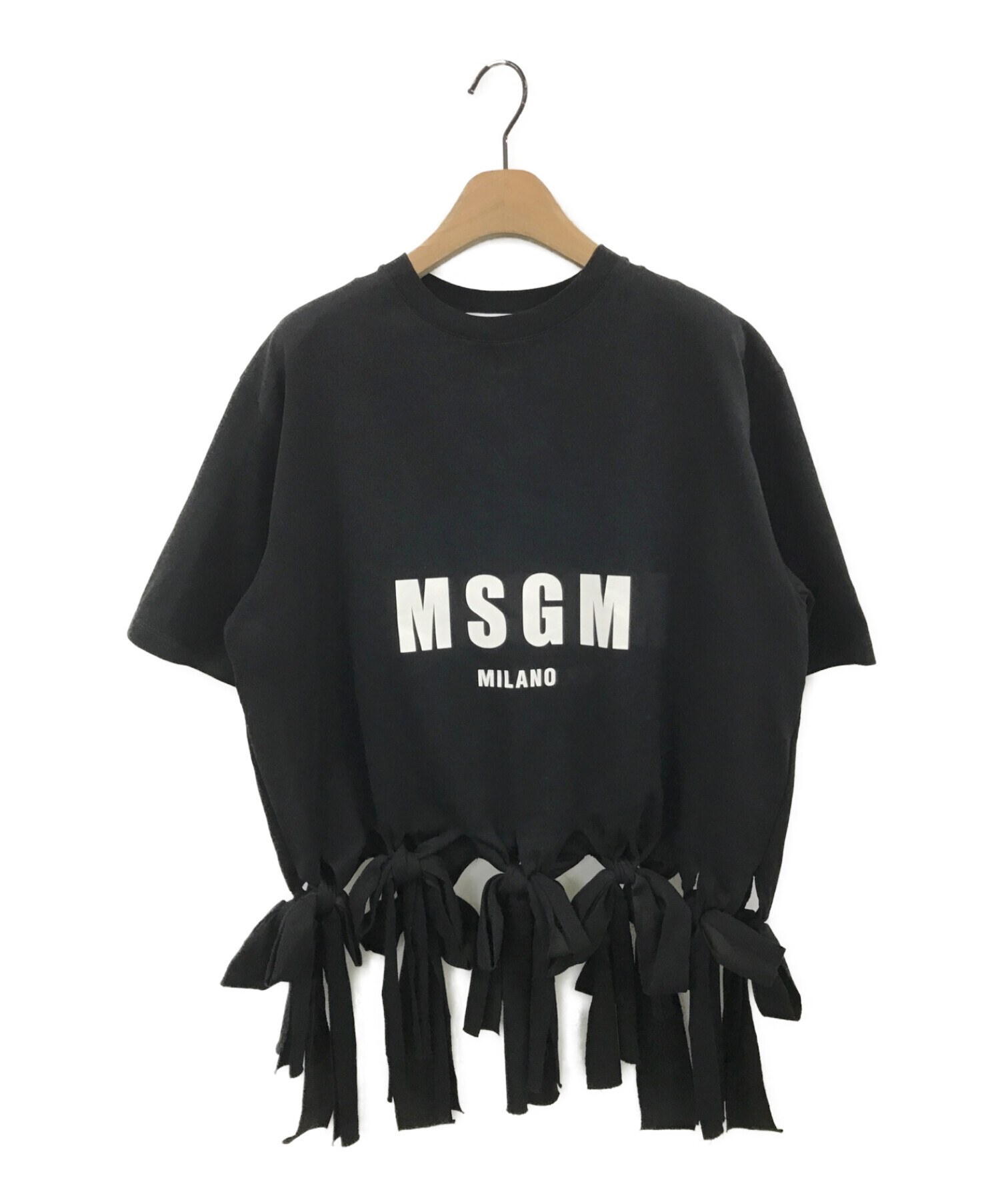 中古・古着通販】MSGM (エムエスジーエム) ロゴフリンジカットソー