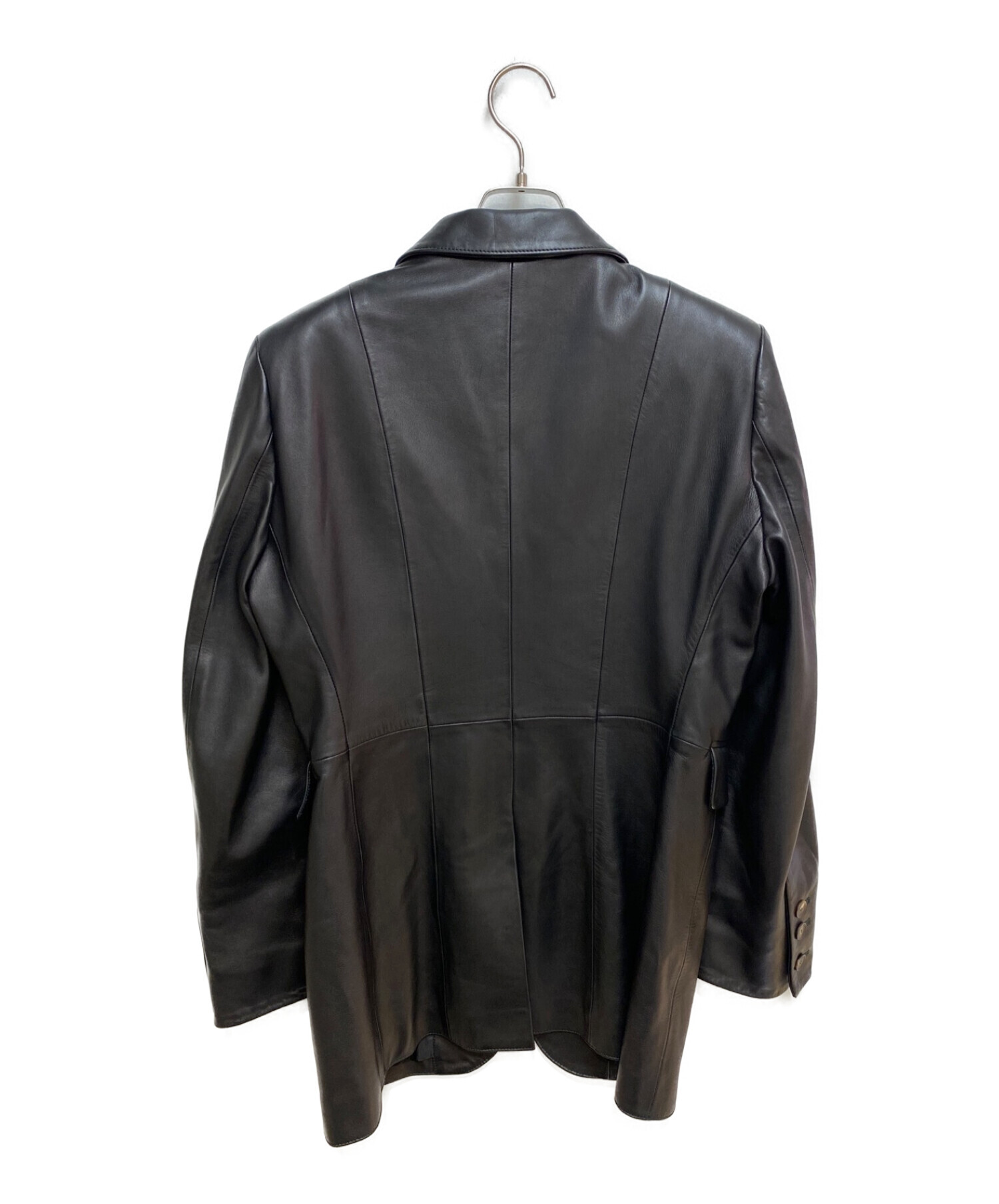WALES BONNER (ウェールズボナー) レザージャケット ブラック サイズ:46