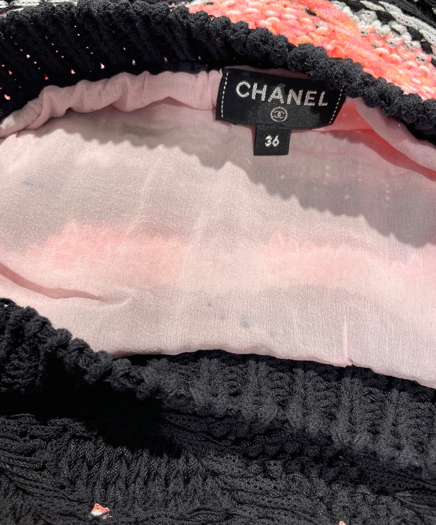 CHANEL (シャネル) ノースリーブワンピース ピンク×ブラック サイズ:36