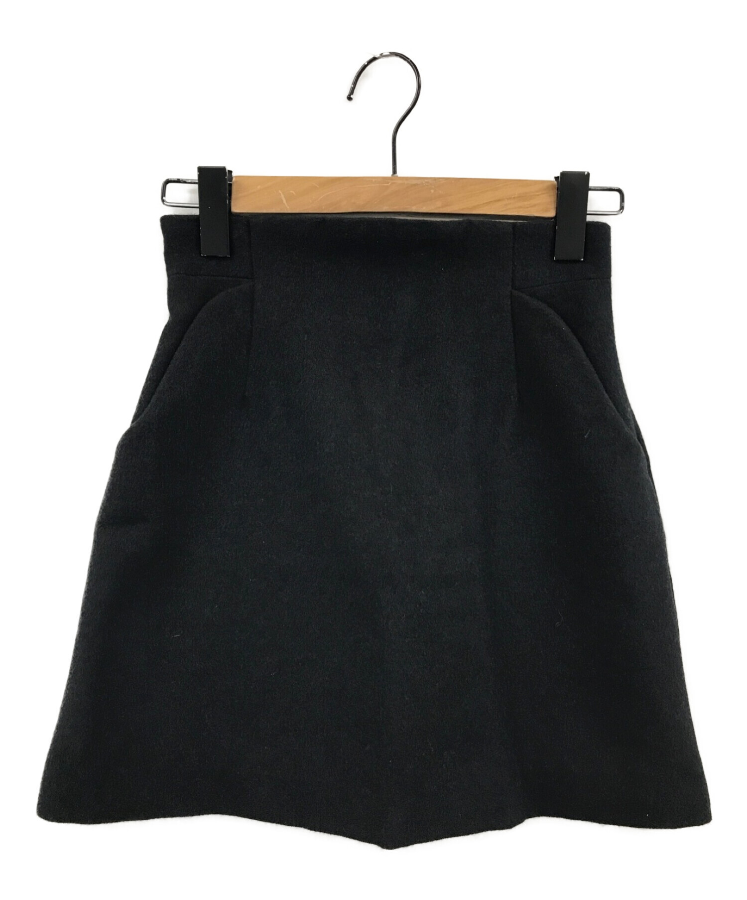 mame kurogouchi (マメクロゴウチ) ウールシルクシャギーミニスカート ブラック サイズ:1