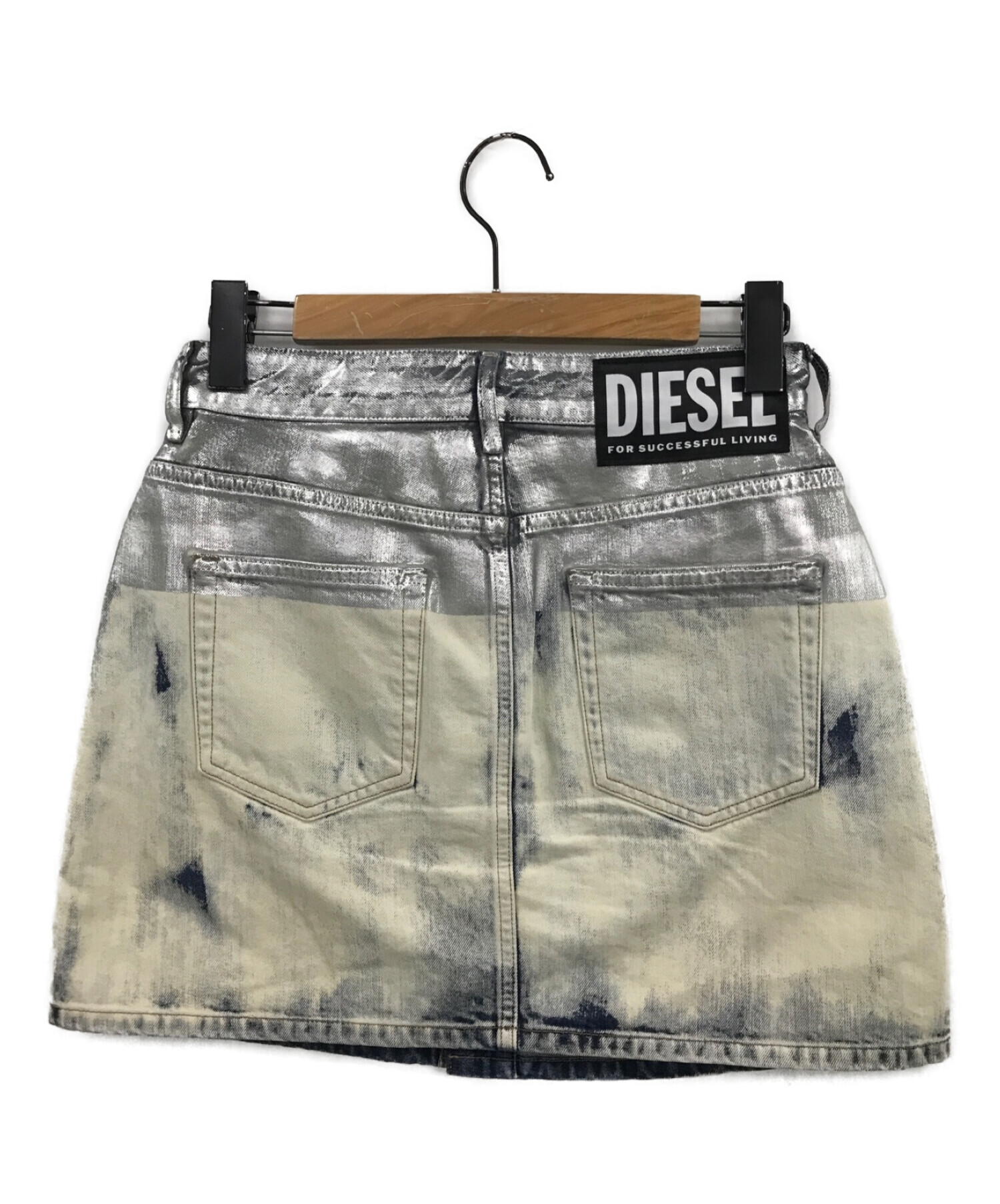 DIESEL (ディーゼル) フロントボタンスカート シルバー サイズ:25