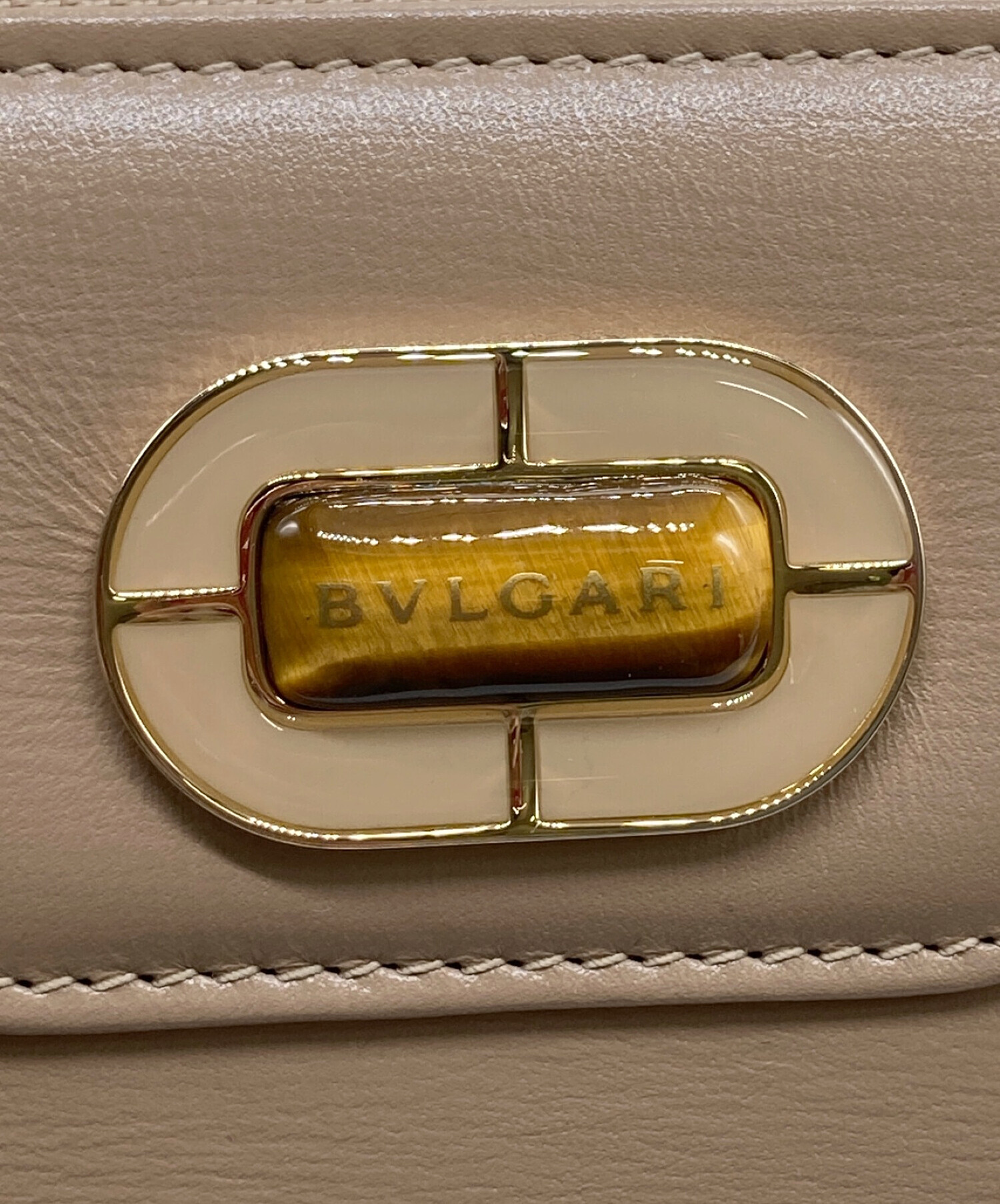 BVLGARI (ブルガリ) ラウンドファスナー財布 ベージュ