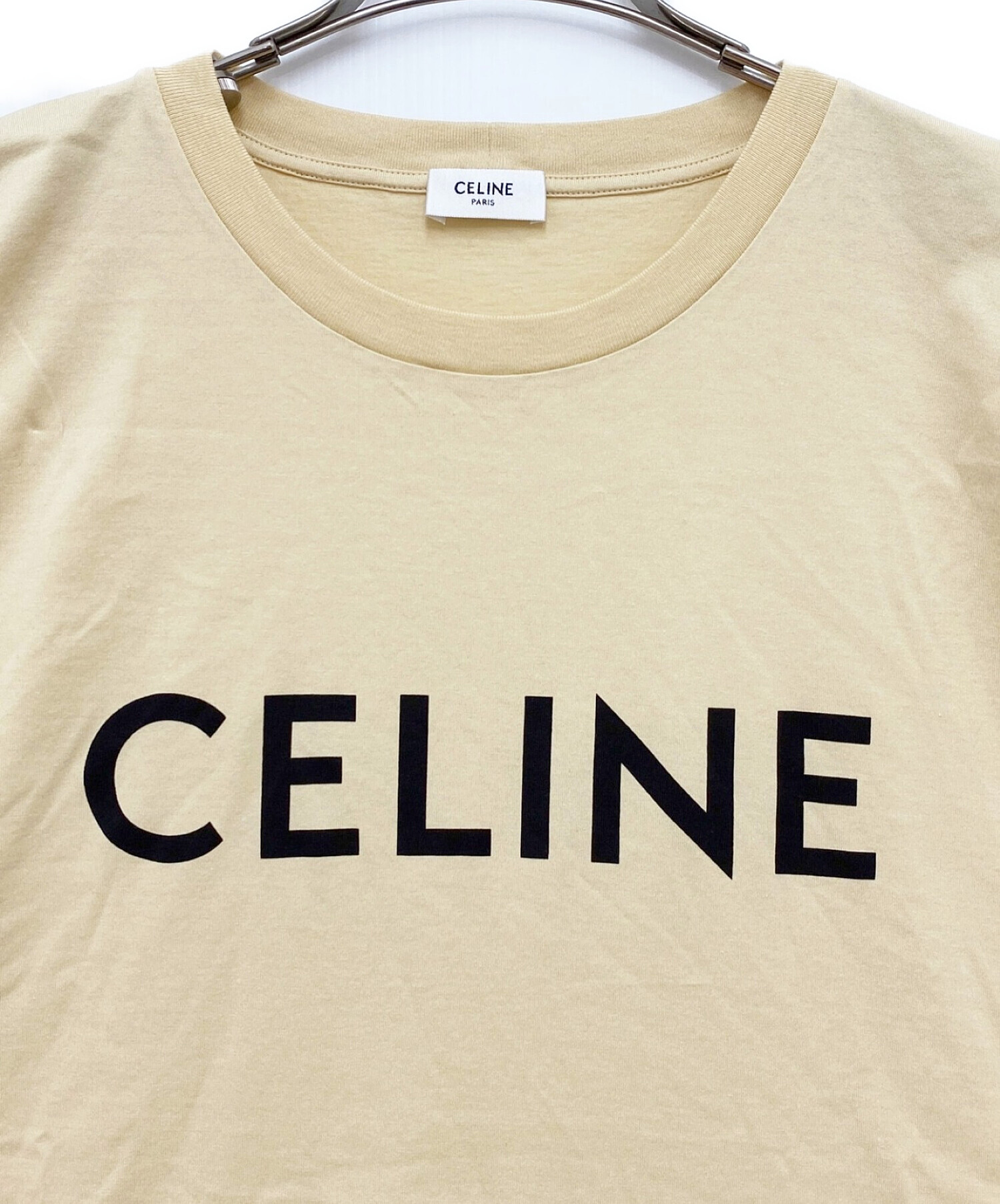 CELINE (セリーヌ) ルーズ Tシャツ / コットンジャージー ジョーヌパール×ブラック サイズ:S