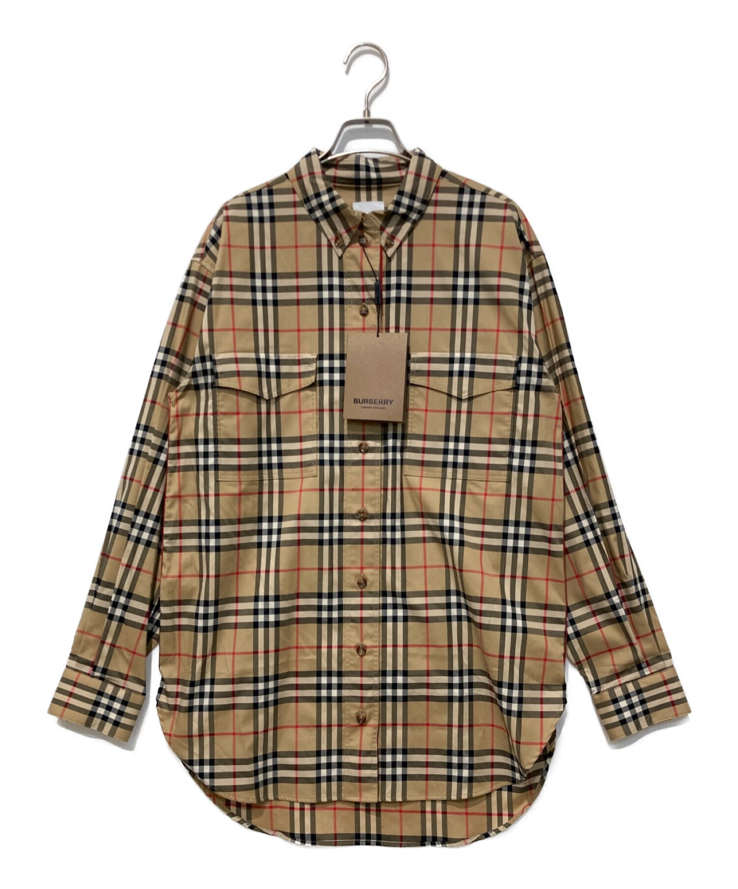 BURBERRY LONDON ENGLAND (バーバリー ロンドン イングランド) ヴィンテージチェックオーバーサイズシャツ アーカイブベージュ  サイズ:42