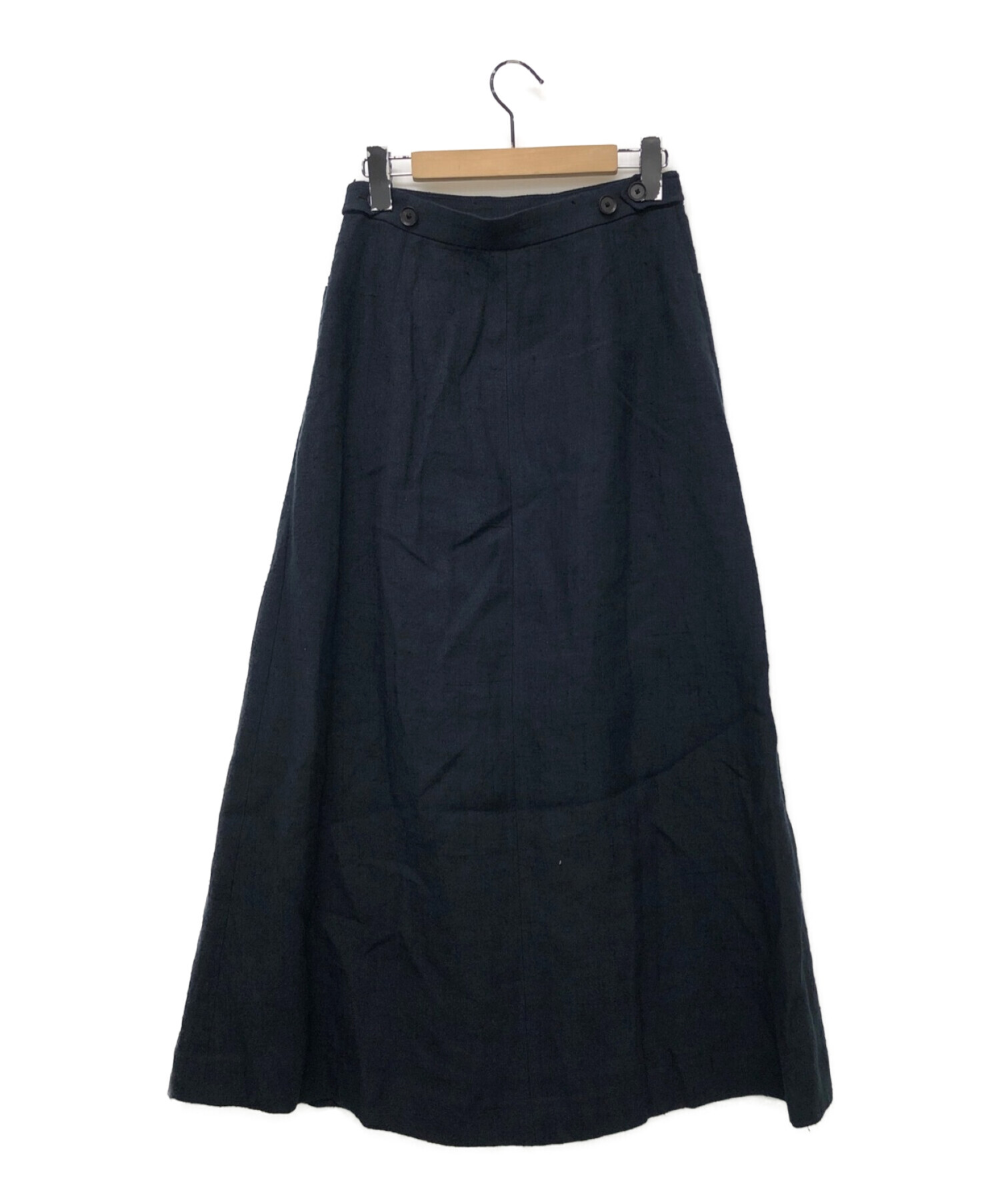 AURALEE (オーラリー) LINEN SILK SUMMER TWEED LONG SKIRT ネイビー サイズ:1