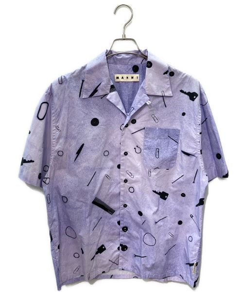 MARNI リーフ柄シャツ　紫　48 長袖