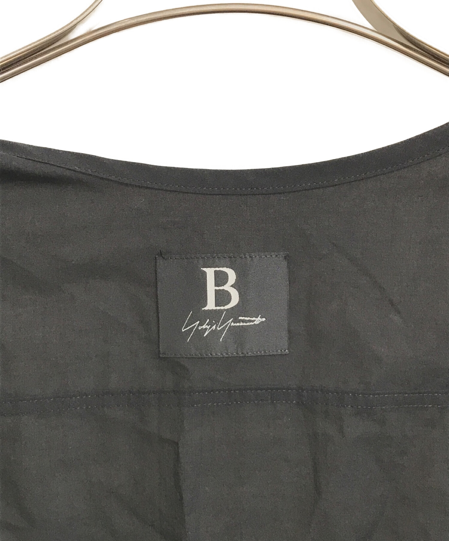 B Yohji Yamamoto (ビーヨウジヤマモト) 120/2ローン ノーカラーカフスシャツ ブラック サイズ:1