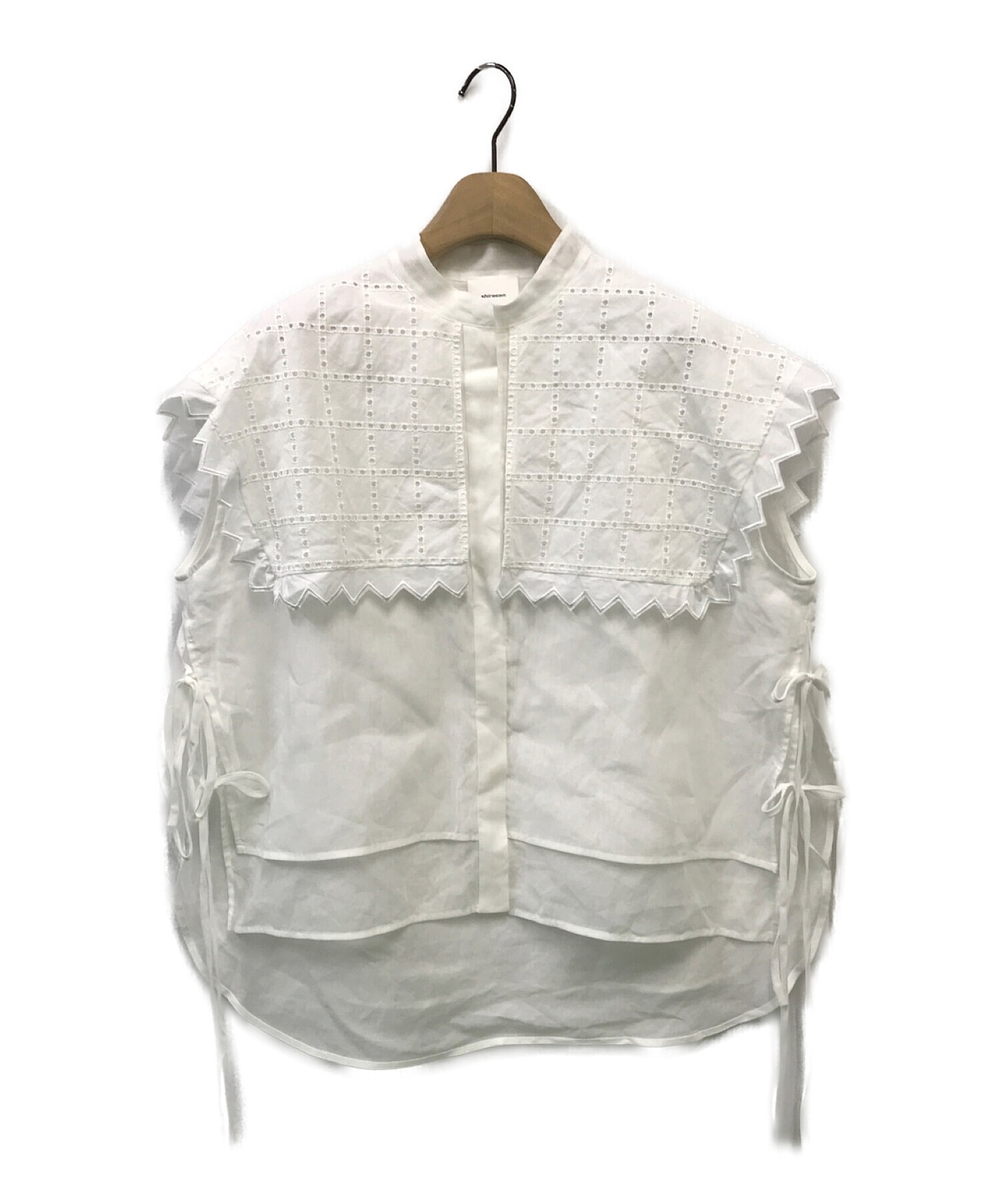 Yori ケープブラウス 36 ホワイト - シャツ/ブラウス(半袖/袖なし)