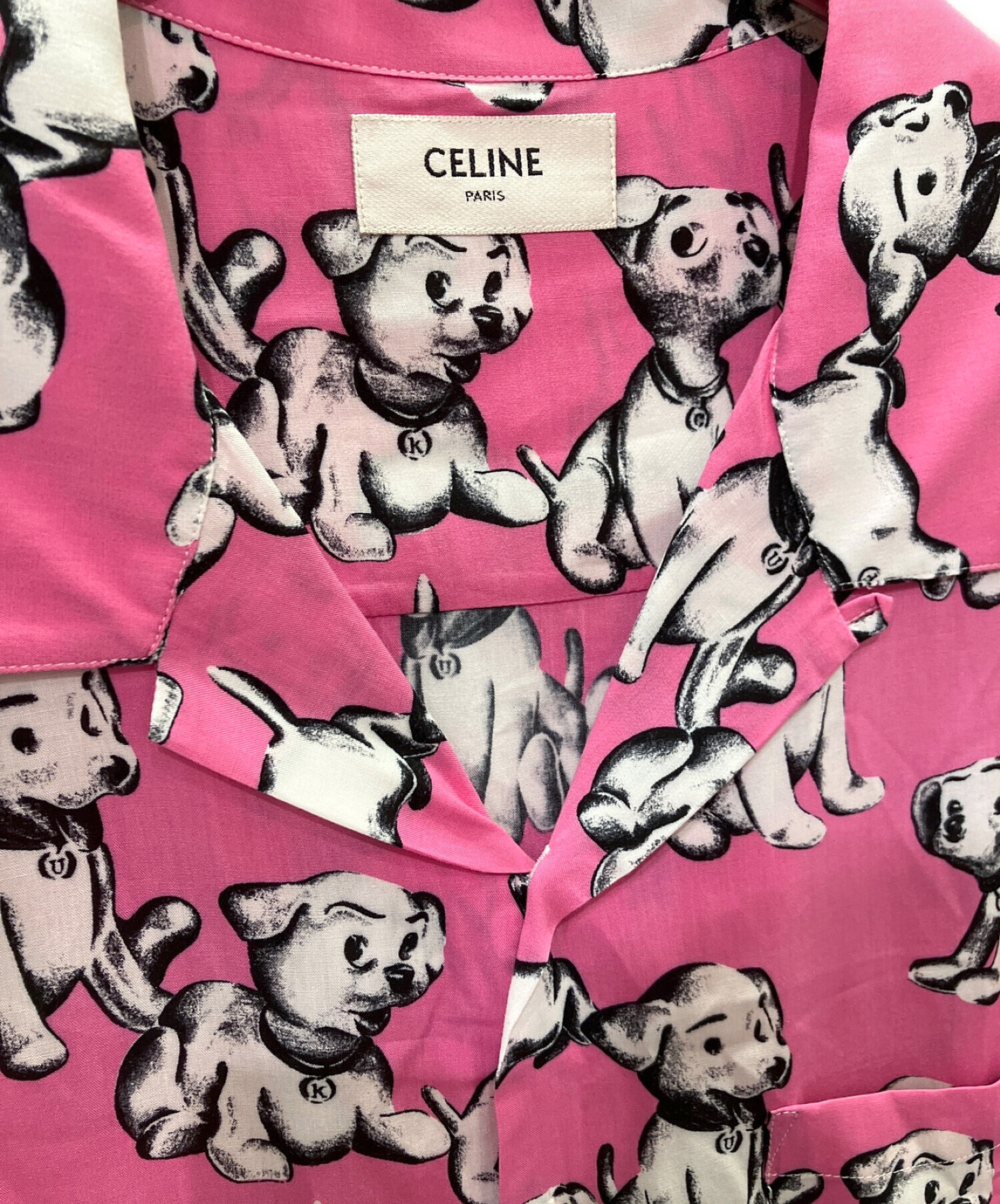 CELINE (セリーヌ) アーティストプリント ハワイアンシャツ ピンク×ホワイト サイズ:37
