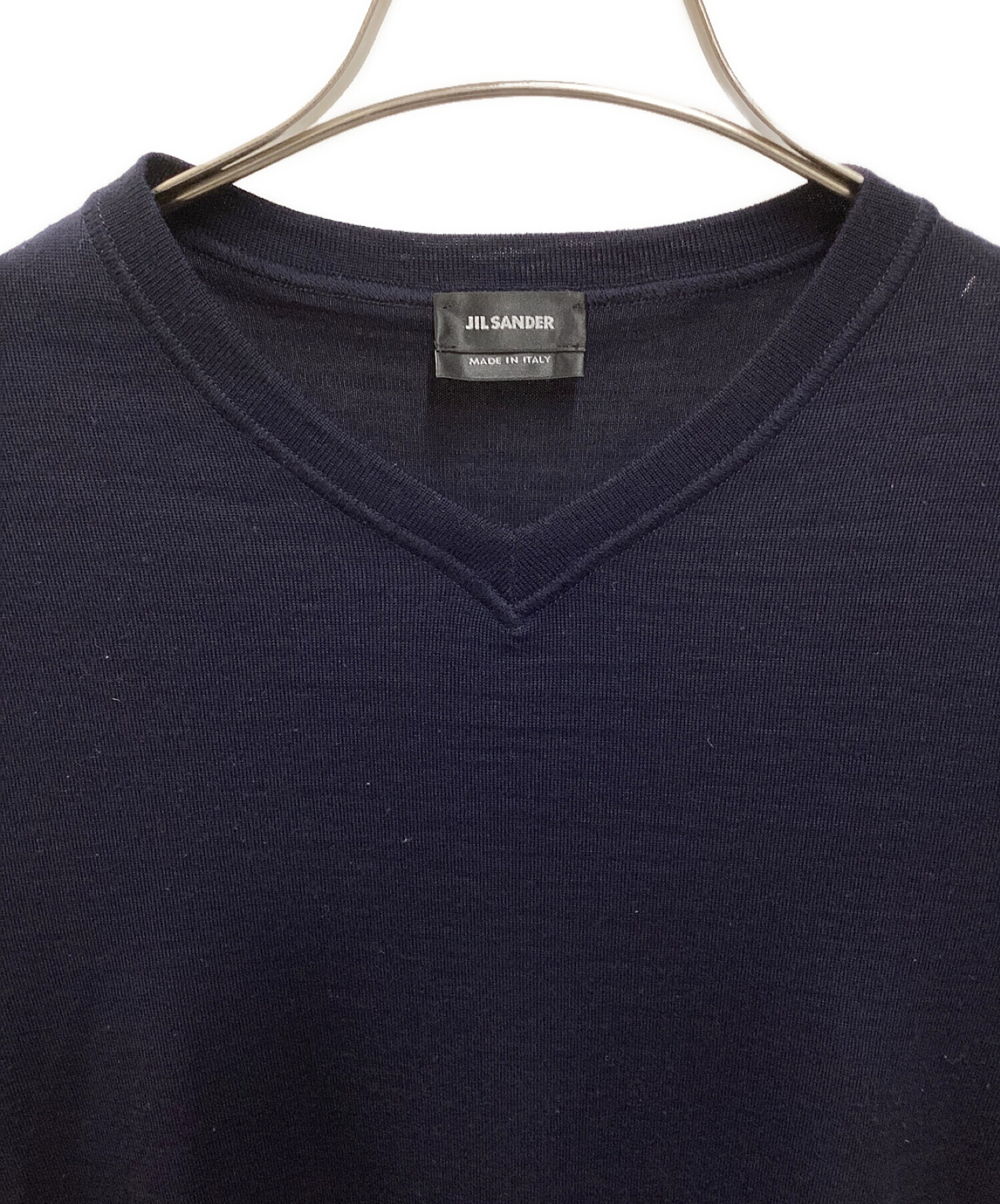 中古・古着通販】JIL SANDER (ジルサンダー) Vネックニット ネイビー