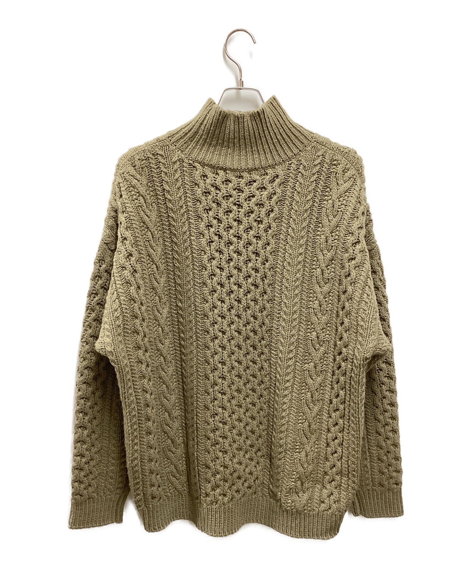 AURALEE FRENCH MERINO ARAN KNIT P/O カーキ-