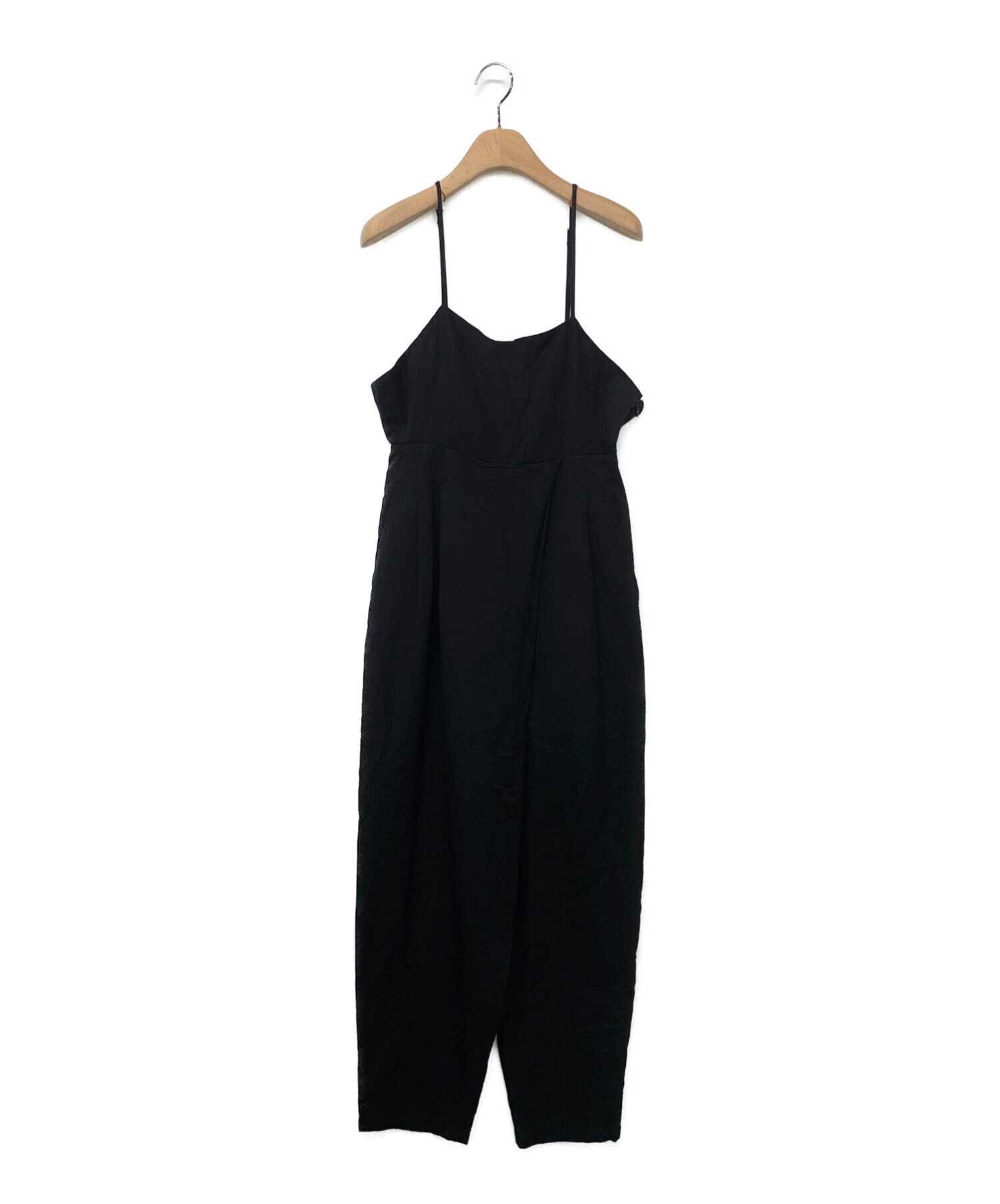LEINWANDE (ラインヴァンド) Belted Linen Jumpsuits ブラック サイズ:M