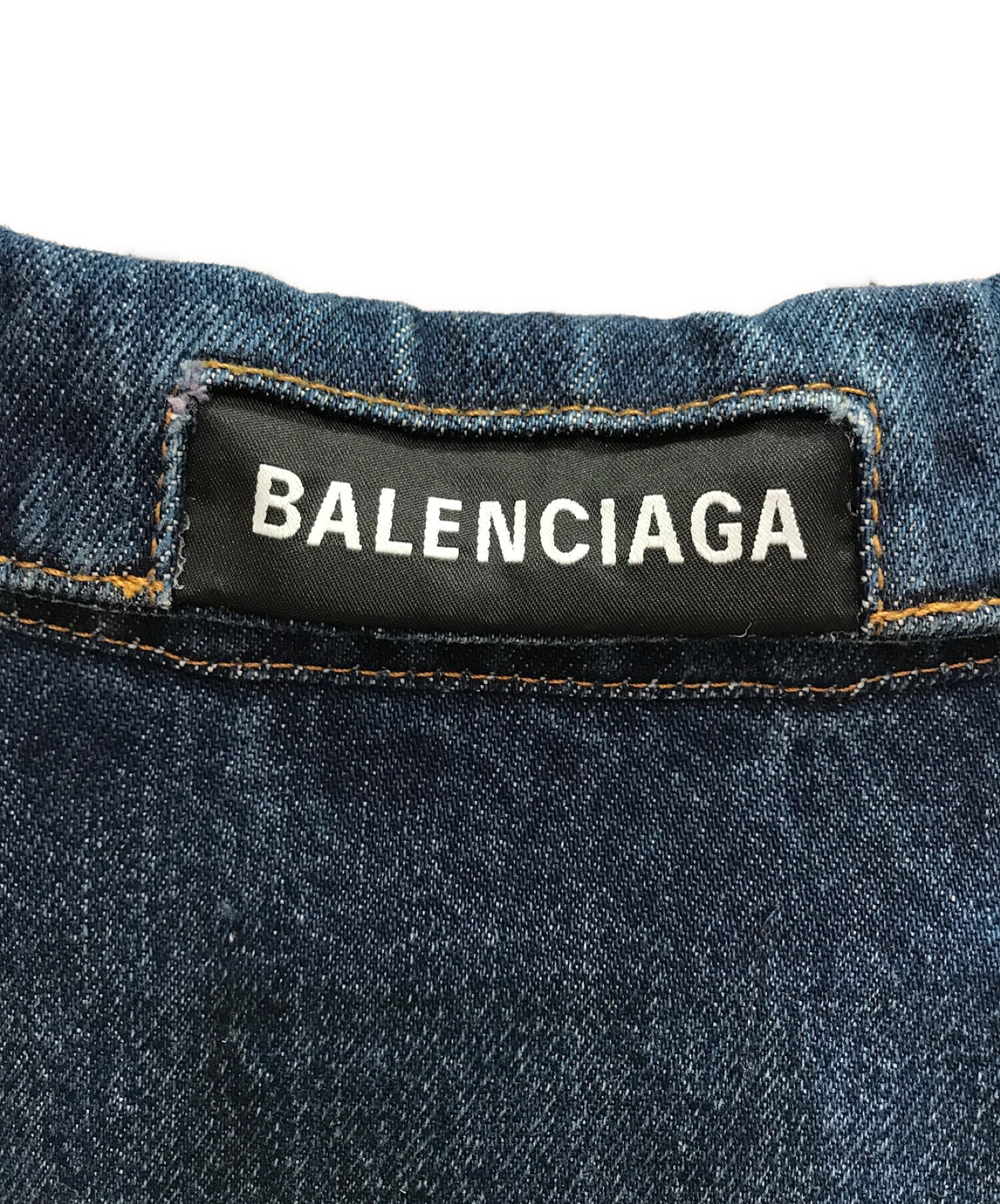BALENCIAGA (バレンシアガ) アップサイドダウンデニムジャケット ブルー サイズ:38