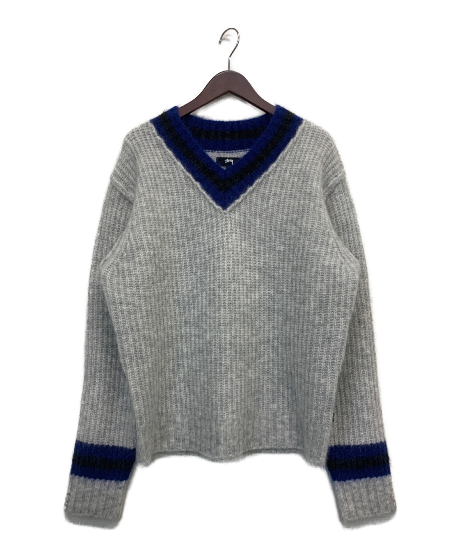 中古・古着通販】stussy (ステューシー) MOHAIR TENNIS SWEATER グレー