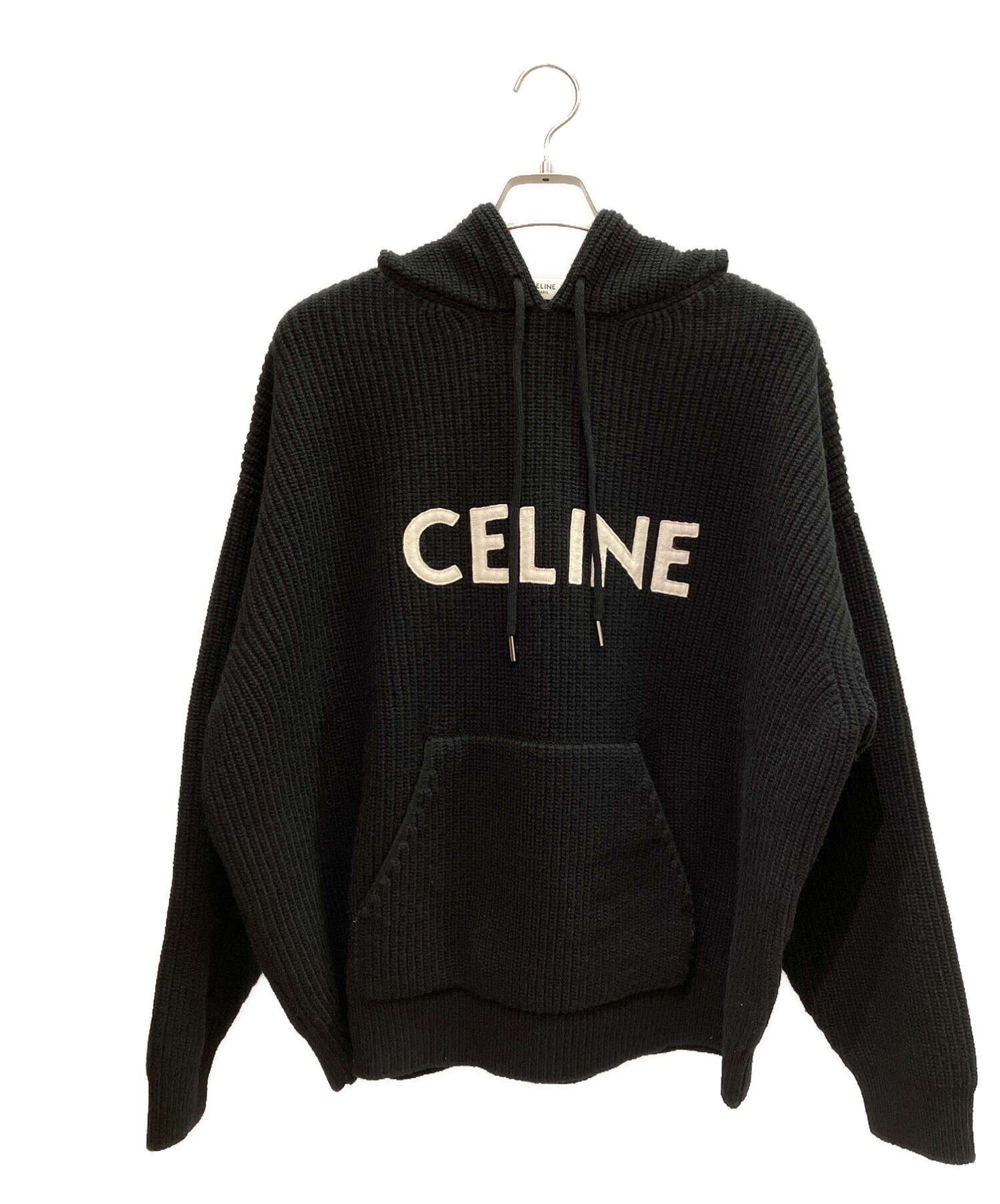 CELINE セリーヌ フードセーター リブ編みウール パーカー Mサイズ198000円