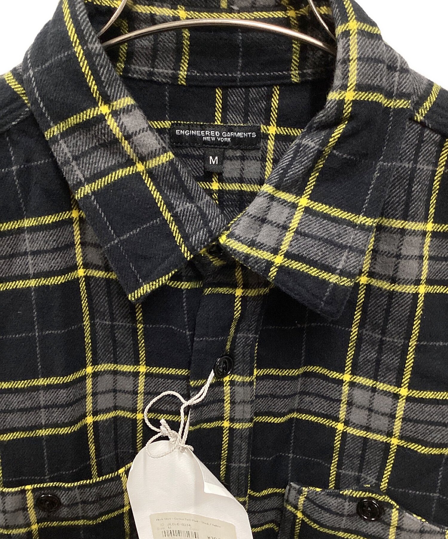 Engineered Garments (エンジニアド ガーメンツ) WORK SHIRT - COTTON TWILL PLAID  ブラック×イエロー サイズ:M