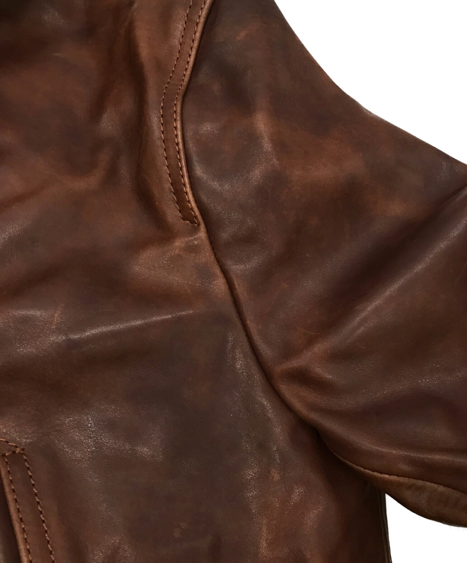 Cidu leather (シヅレザー) レザーカーコート ブラウン サイズ:2XL