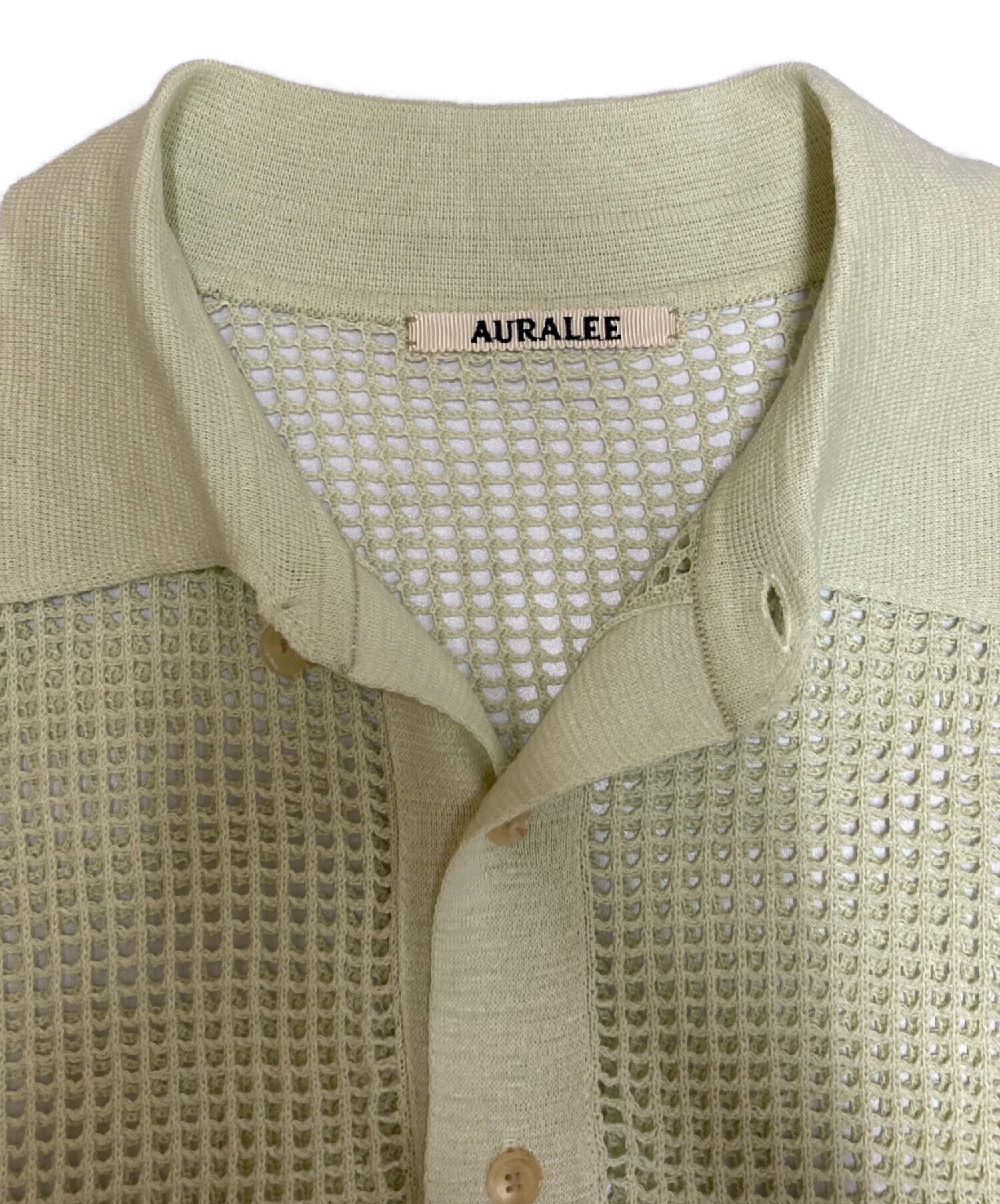 AURALEE (オーラリー) リネンメッシュニットシャツ グリーン サイズ:１