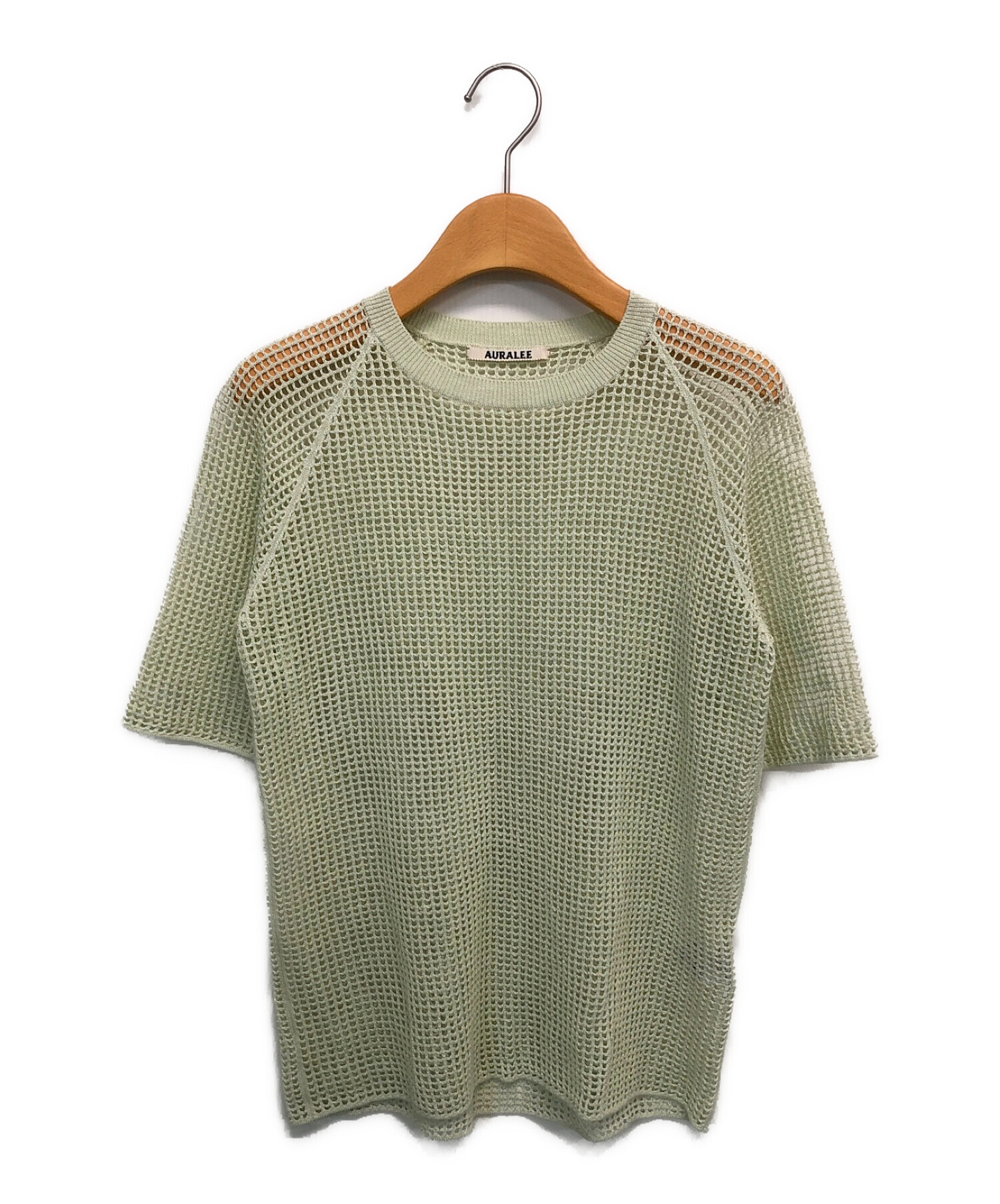 AURALEE (オーラリー) SUPER HARD TWIST LINEN MESH KNIT TEE グリーン サイズ:1