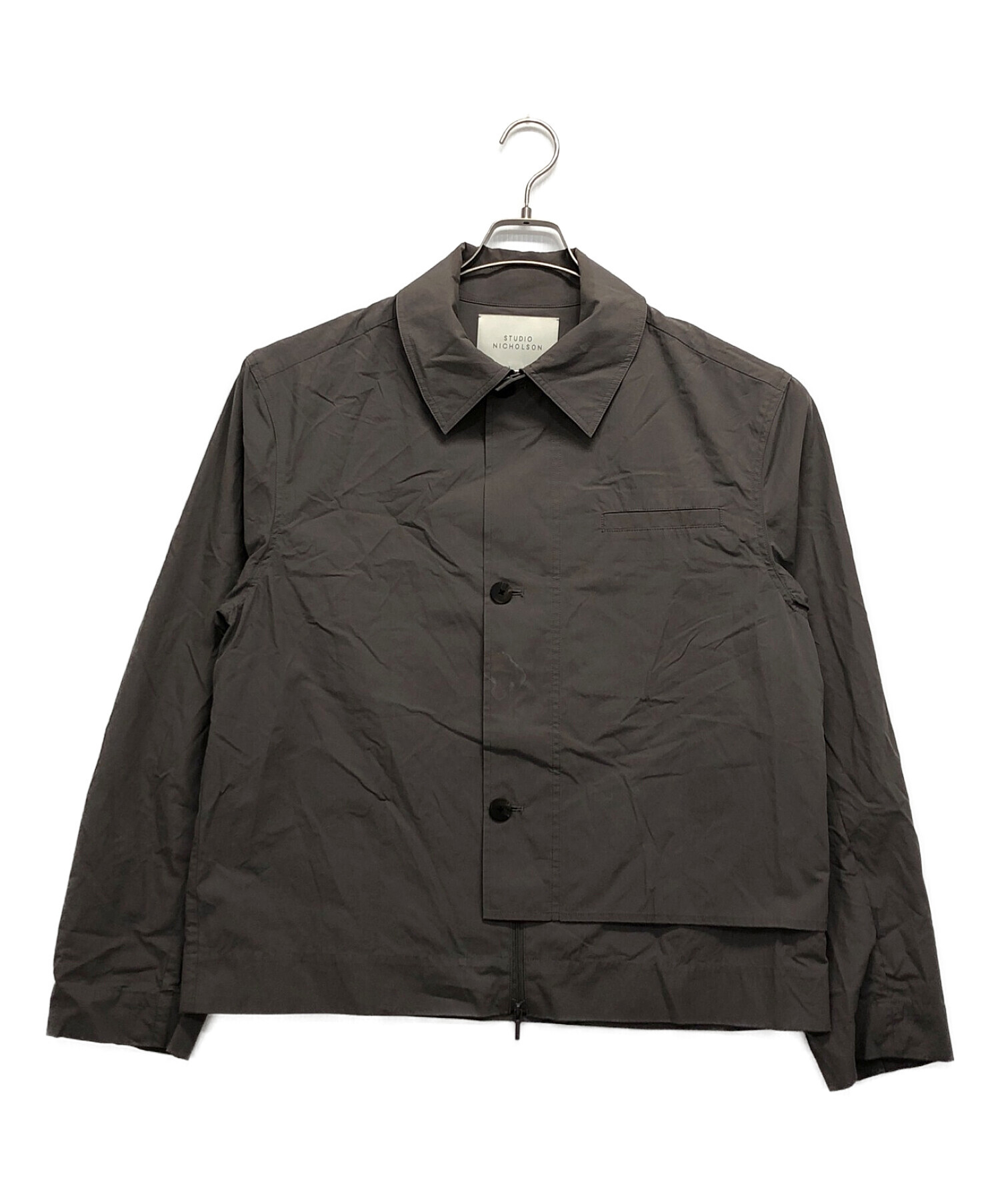 STUDIO NICHOLSON (スタジオニコルソン) Powder Cotton Overlap Shirt グレー サイズ:S