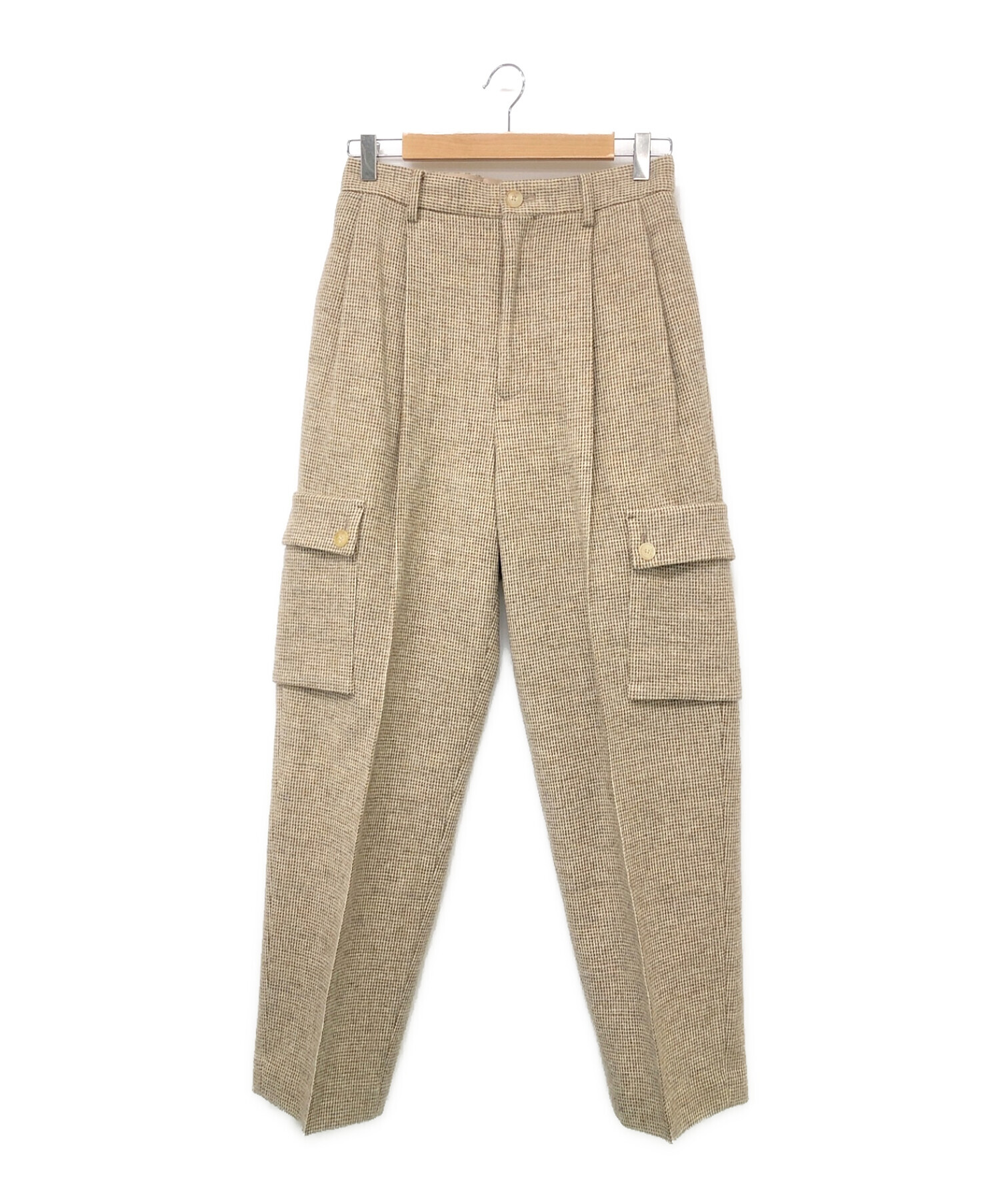 AURALEE (オーラリー) WOOL HAIRLINE LIGHT TWEED CARGO PANTS ベージュ サイズ:1