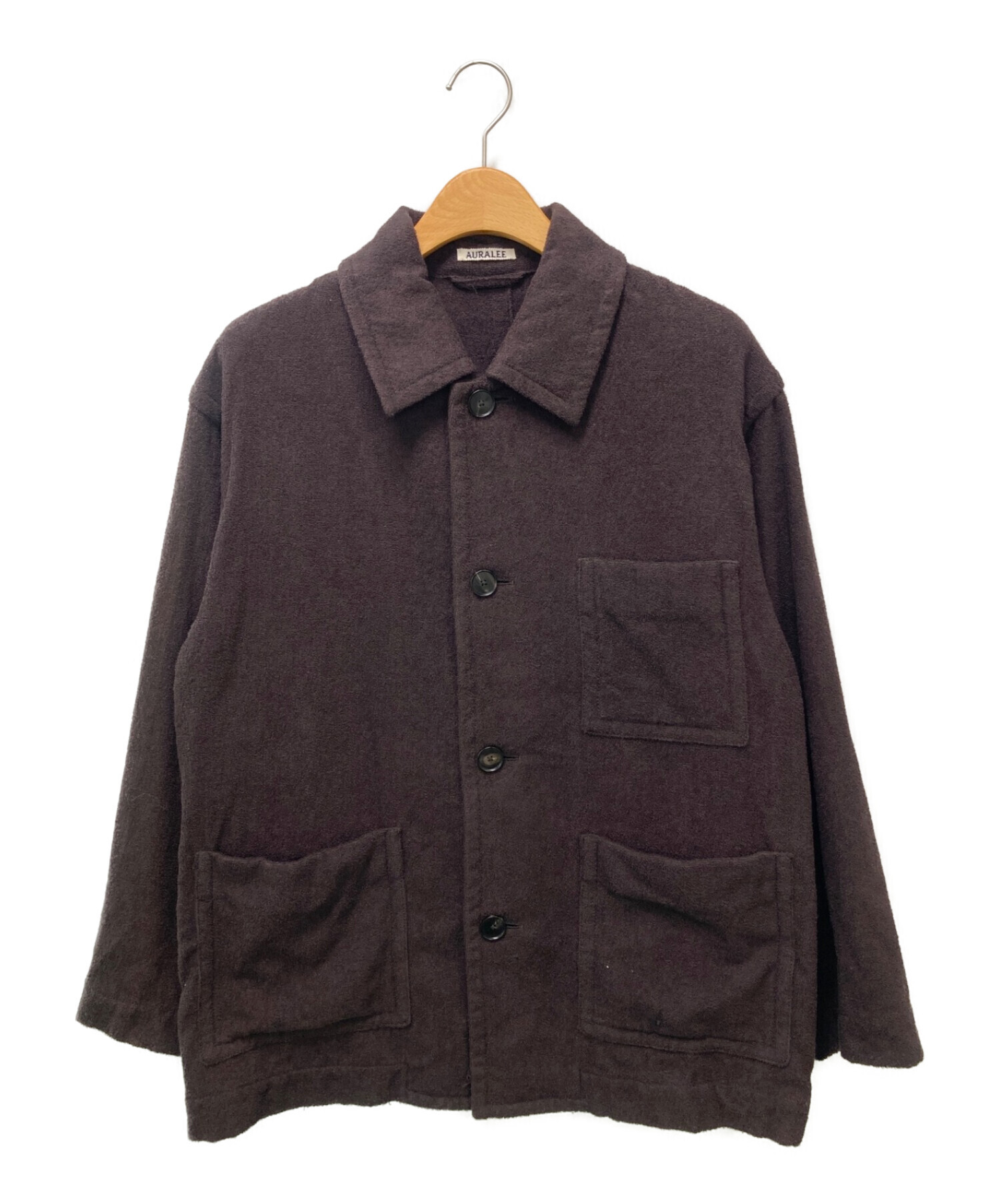 AURALEE (オーラリー) ORGANIC COTTON TERRY CLOTH SHIRT  BLOUSON/オーガニックコットンテリークロスシャツブルゾン ブラウン サイズ:1