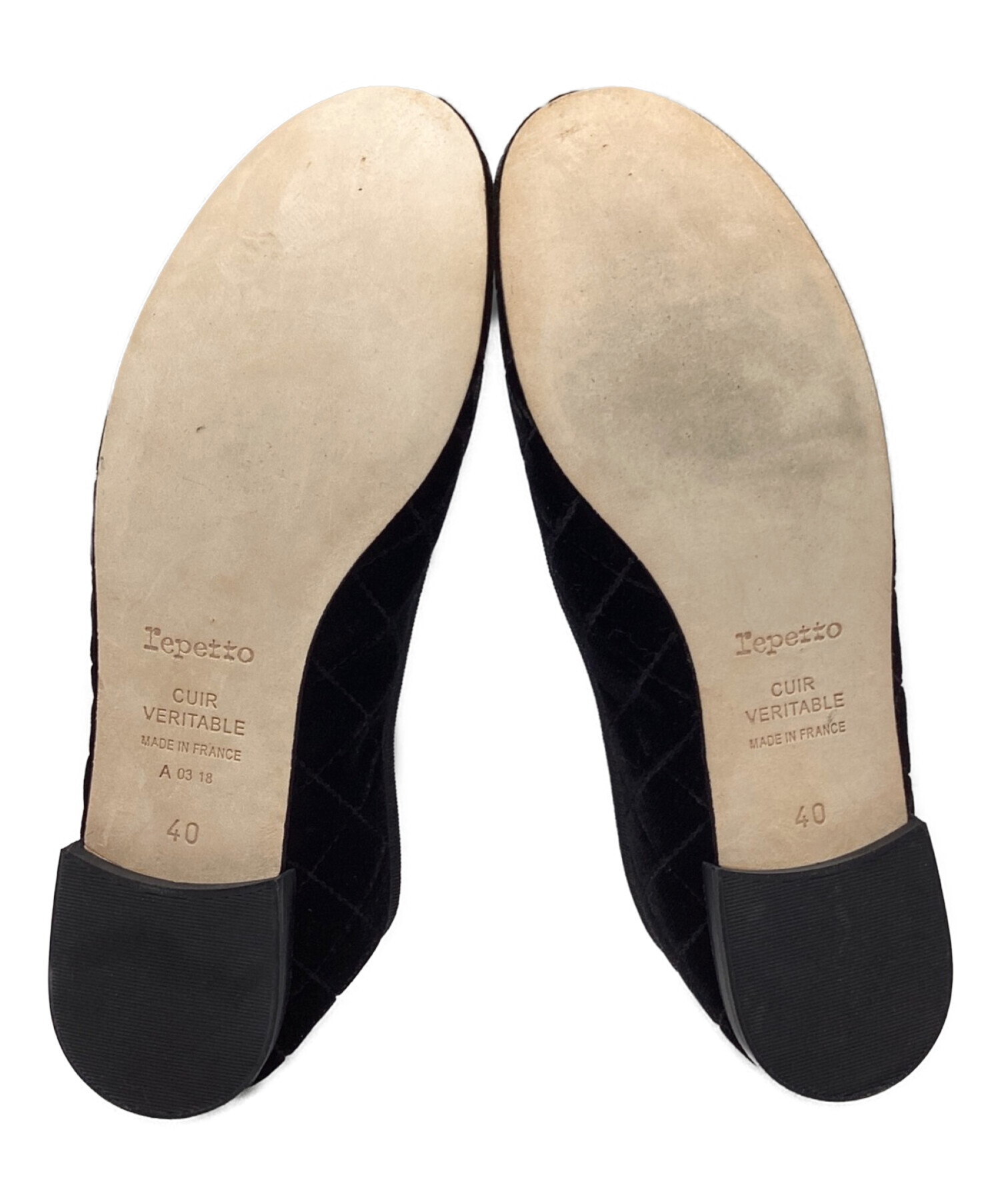 中古・古着通販】repetto (レペット) ベロアバレエシューズ ブラック