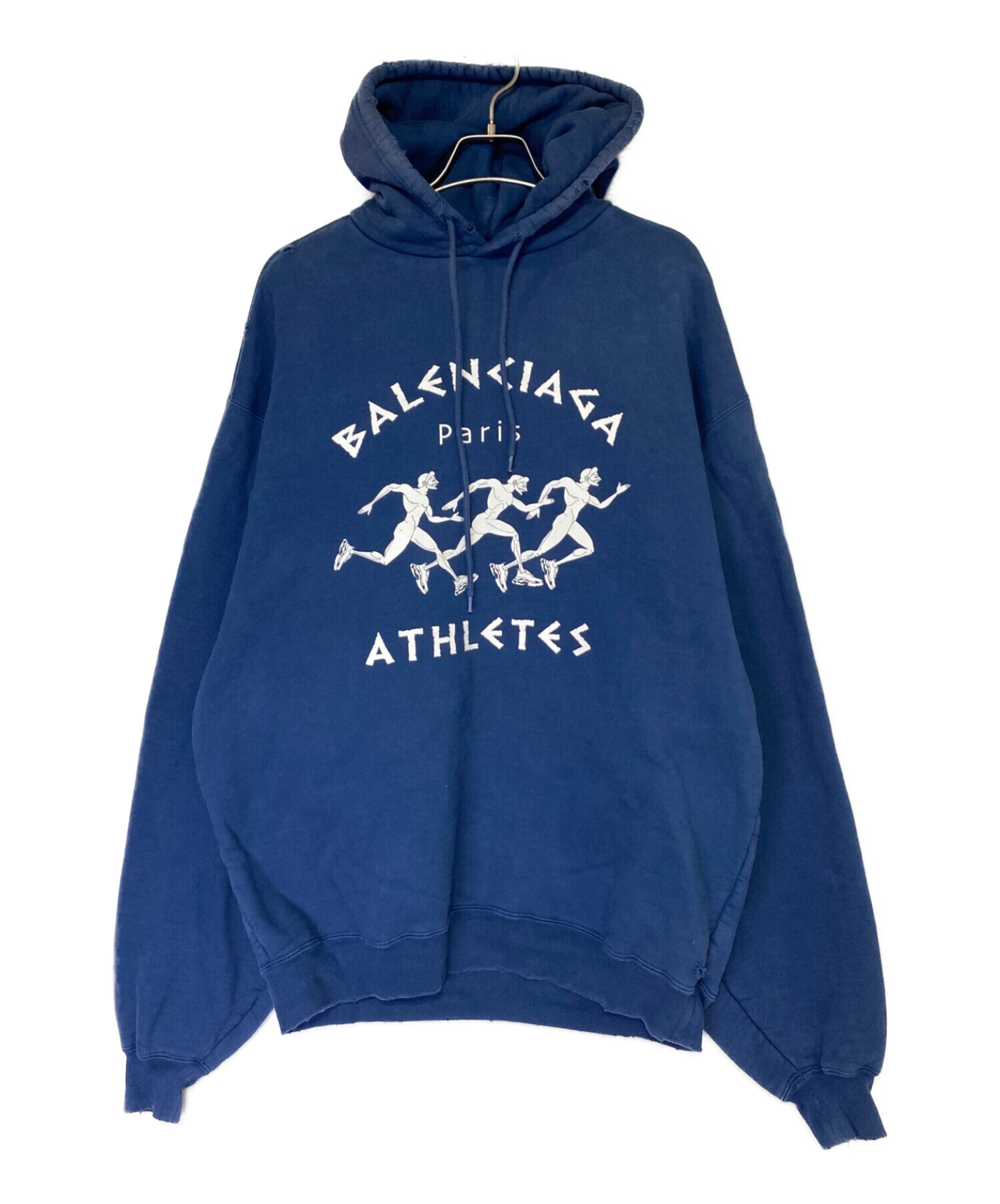 BALENCIAGA (バレンシアガ) OVERSIZE ATHLETES PRINT COTTON HOODIE ブルー サイズ:XXS